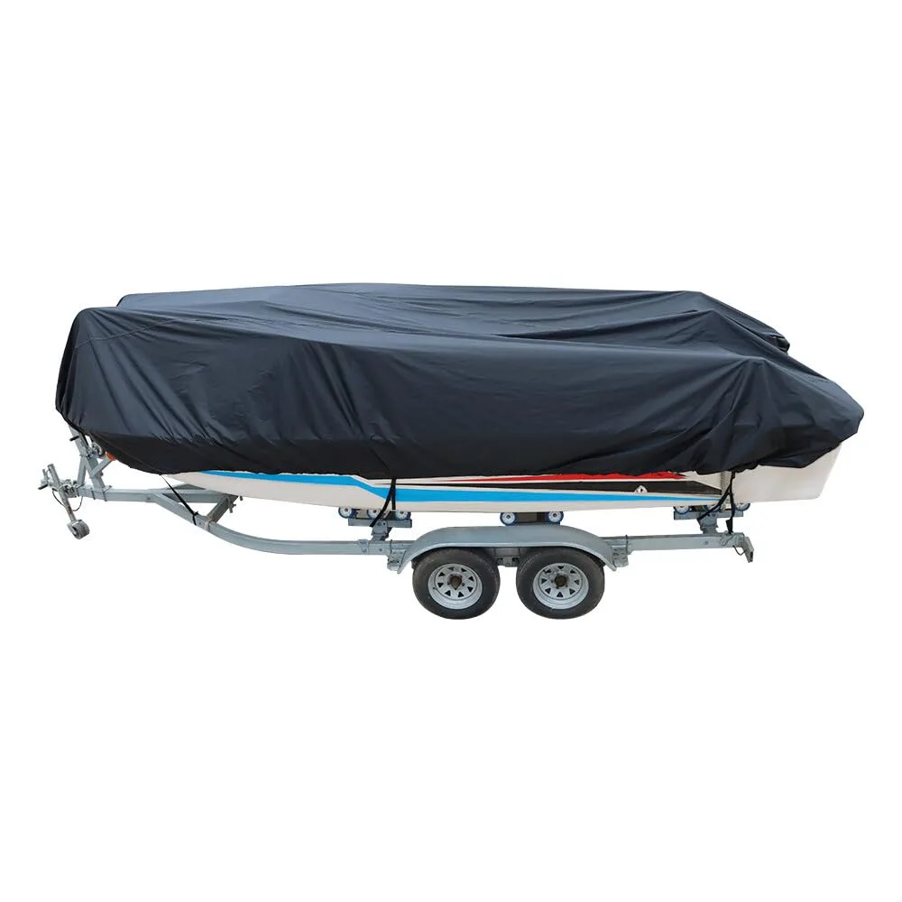 Black Waterproof V-Hull Boat Cover, 14–16 ft