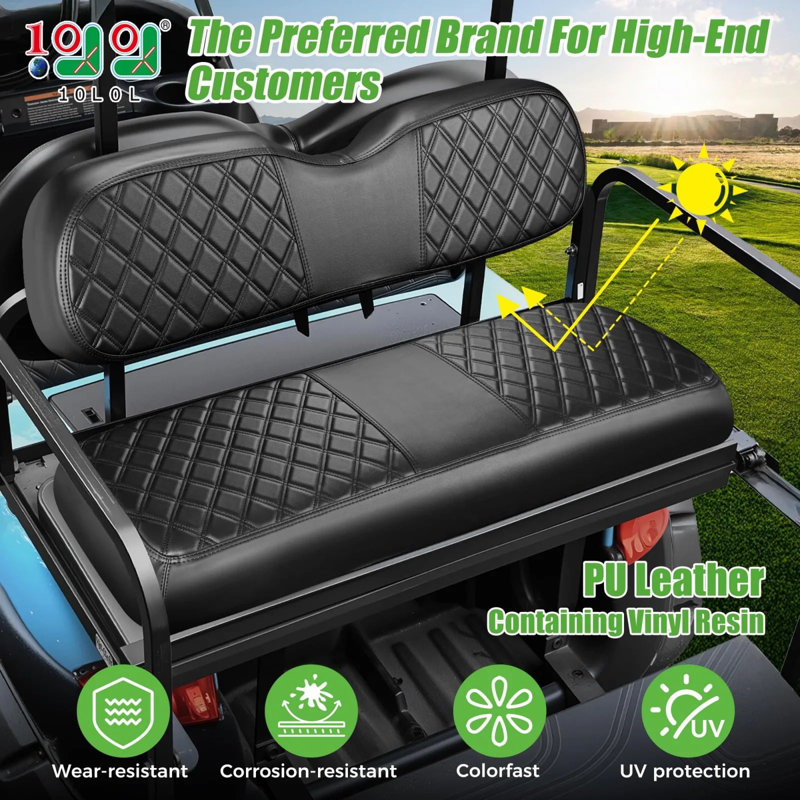 10L0L Rear Golf Cart Seat Cover Set image 2