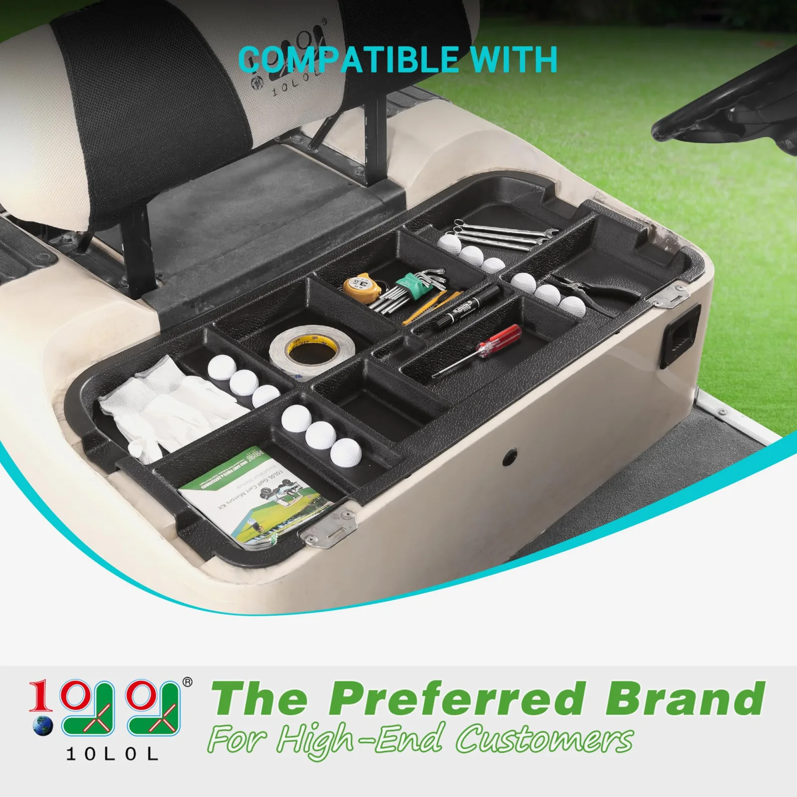 10L0L Under-Seat Storage Tray for E-Z-GO TXT (1996+) - Black image 2