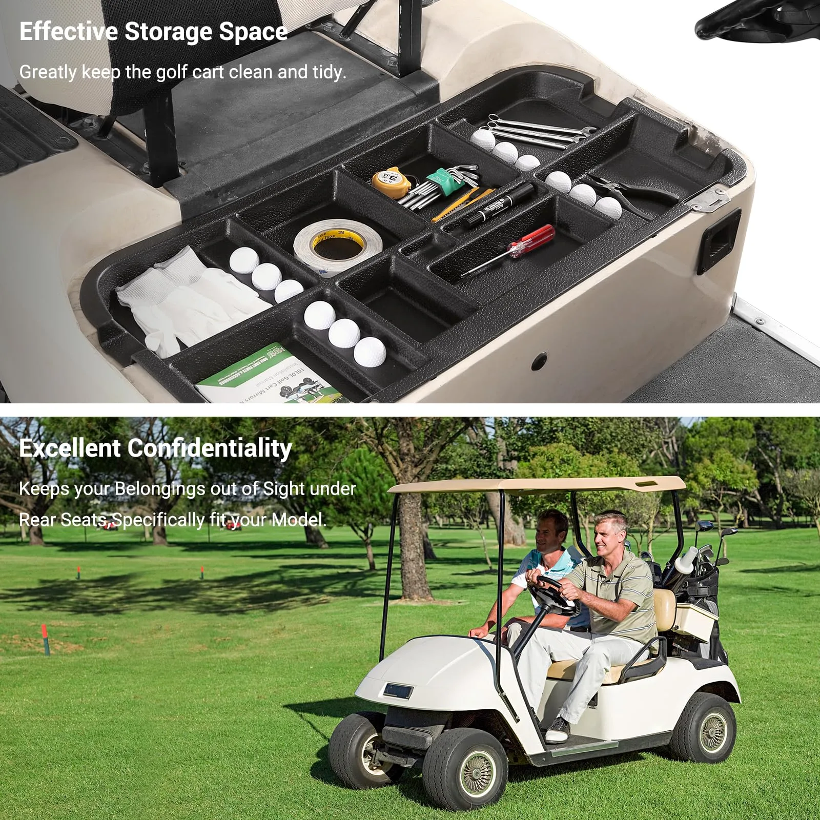 10L0L Under-Seat Storage Tray for E-Z-GO TXT (1996+) - Black image 3