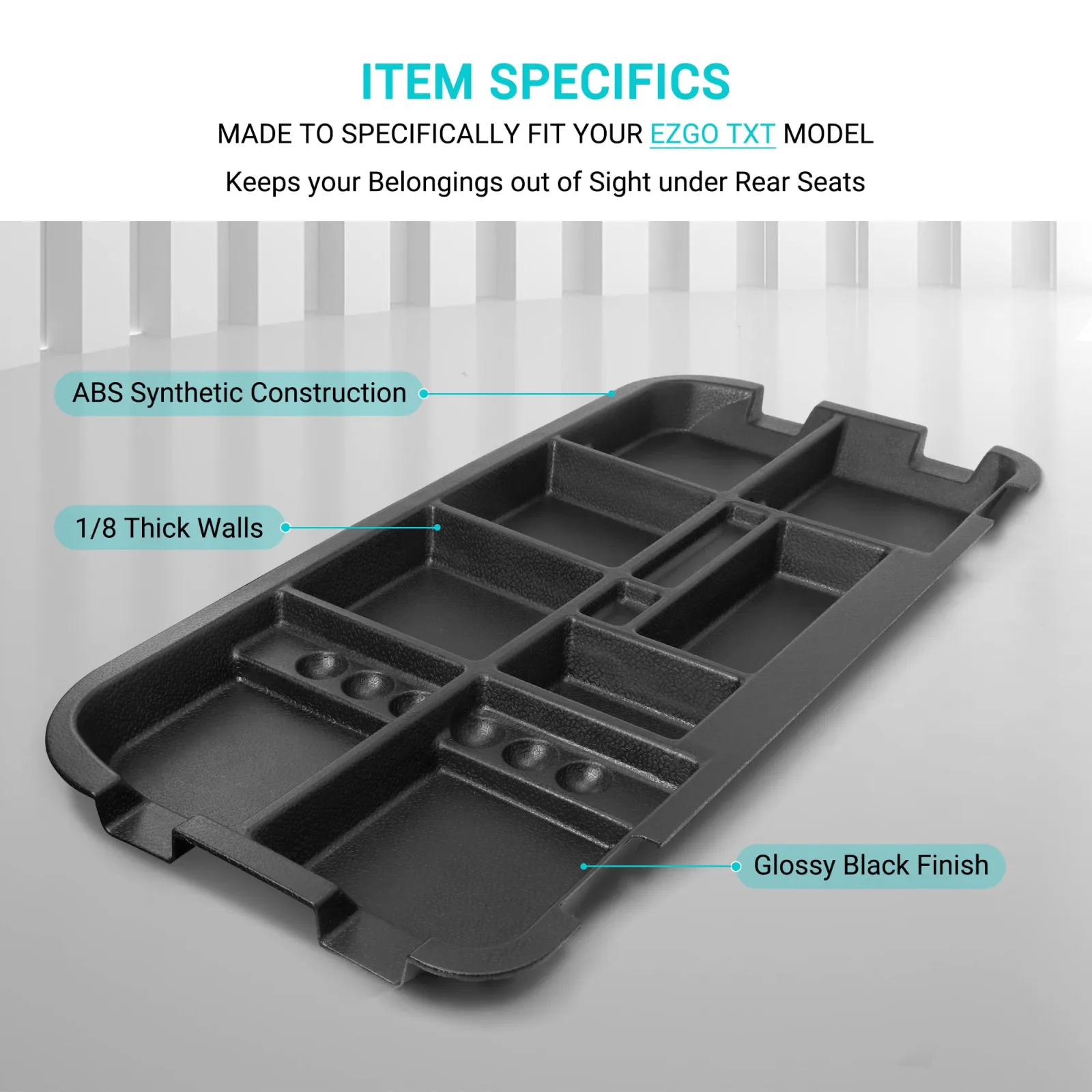 10L0L Under-Seat Storage Tray for E-Z-GO TXT (1996+) - Black image 4