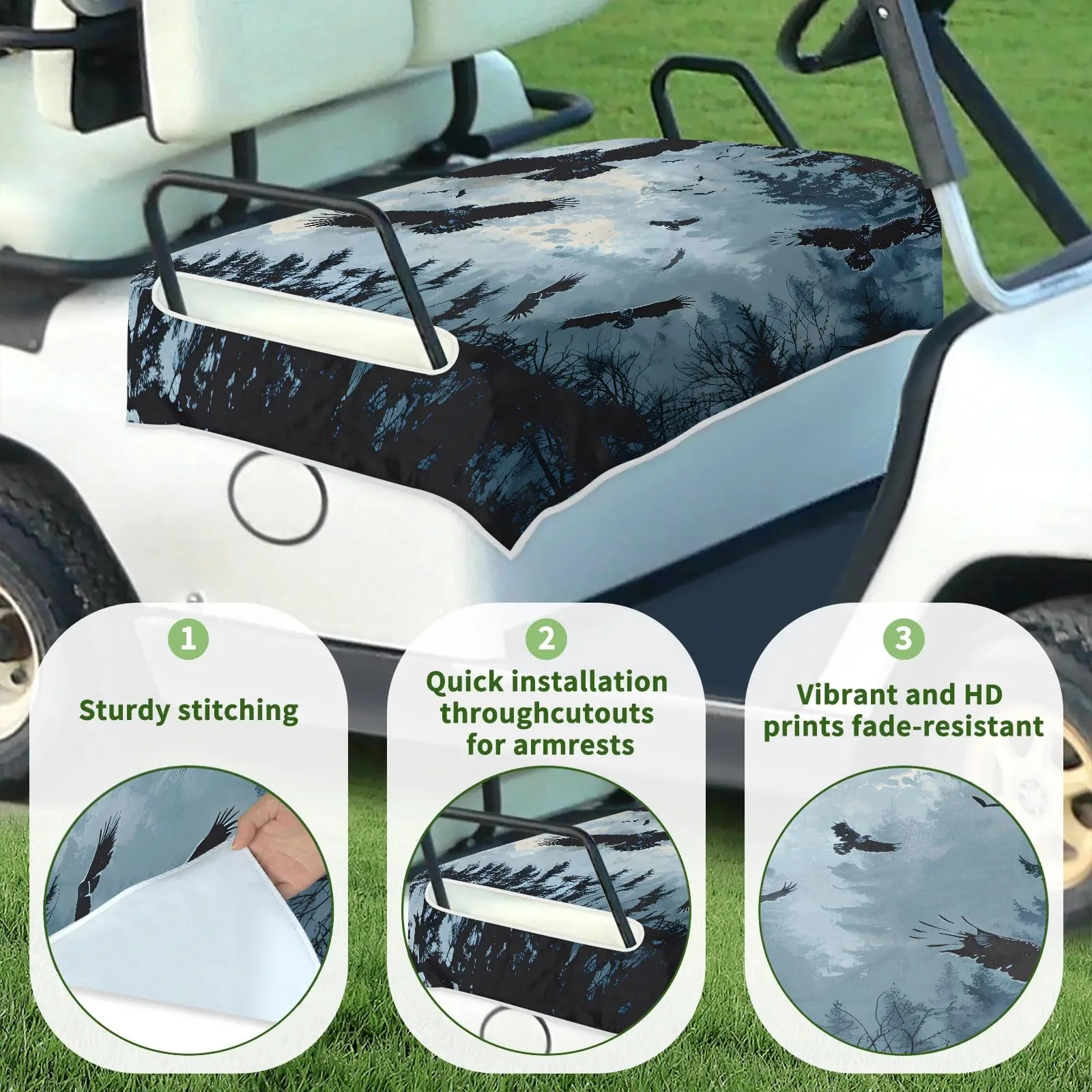 Tiveruda Golf Cart Seat Cover for Double Seats, 51 x 31 in image 3