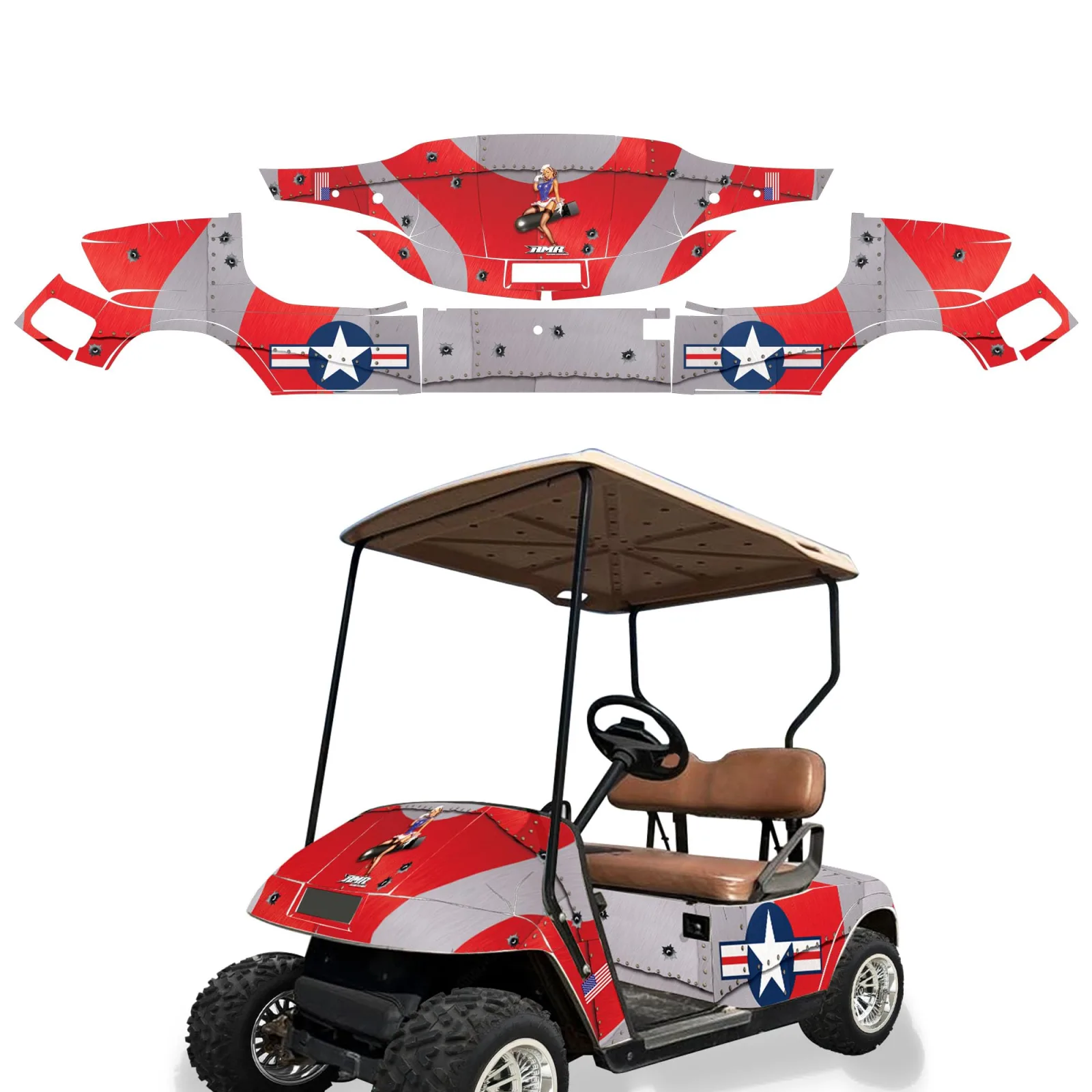 AMR Racing E-Z-GO TXT TBomber Vinyl Graphics Kit – 66-EZTXT-94-TBMR-R