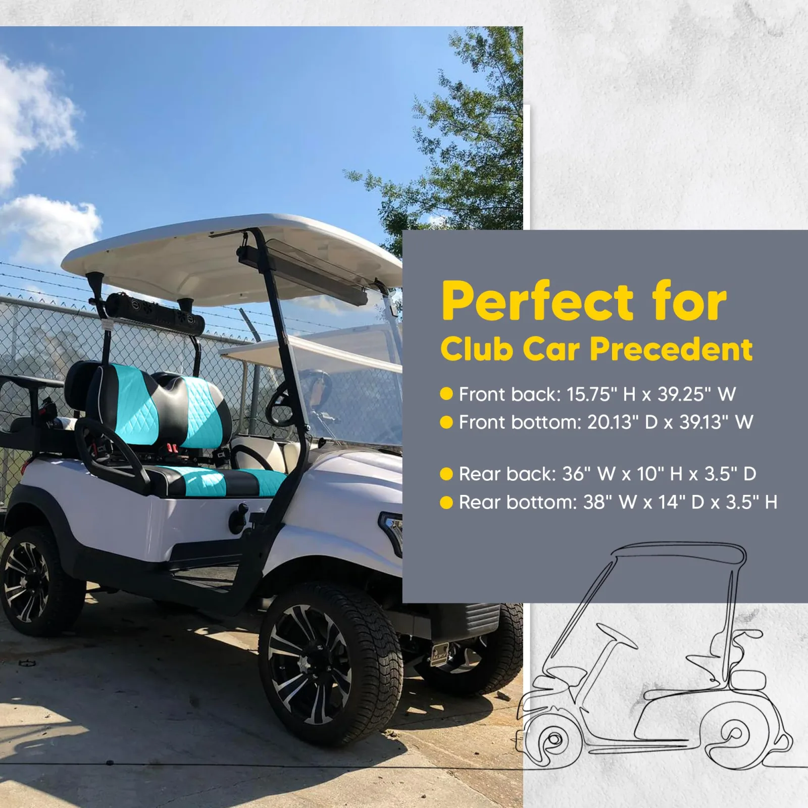 A-2-Z Golf Cart Seat Covers for Club Car DS & Precedent image 4