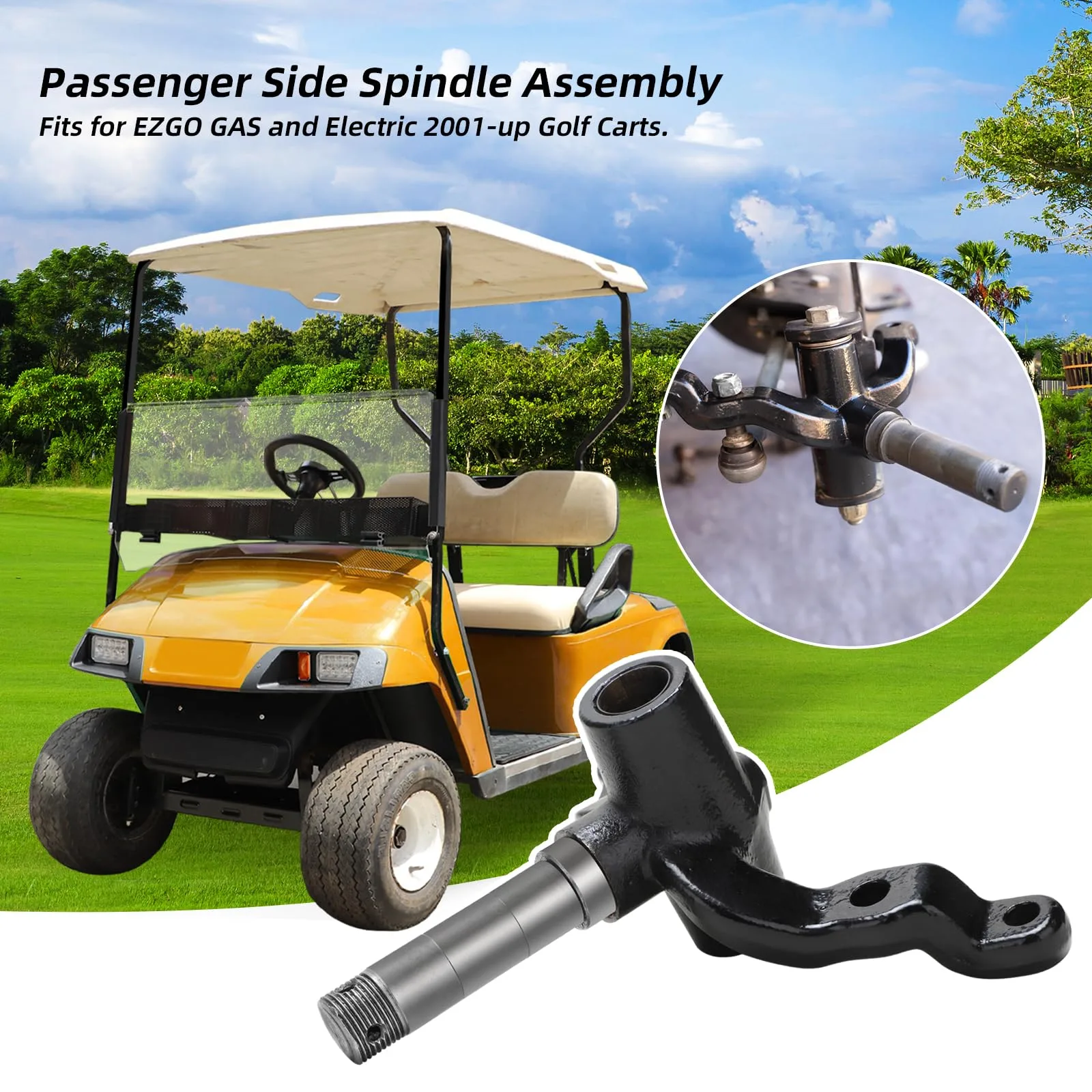 Roykaw Passenger-Side Spindle for E-Z-GO TXT Golf Carts image 4