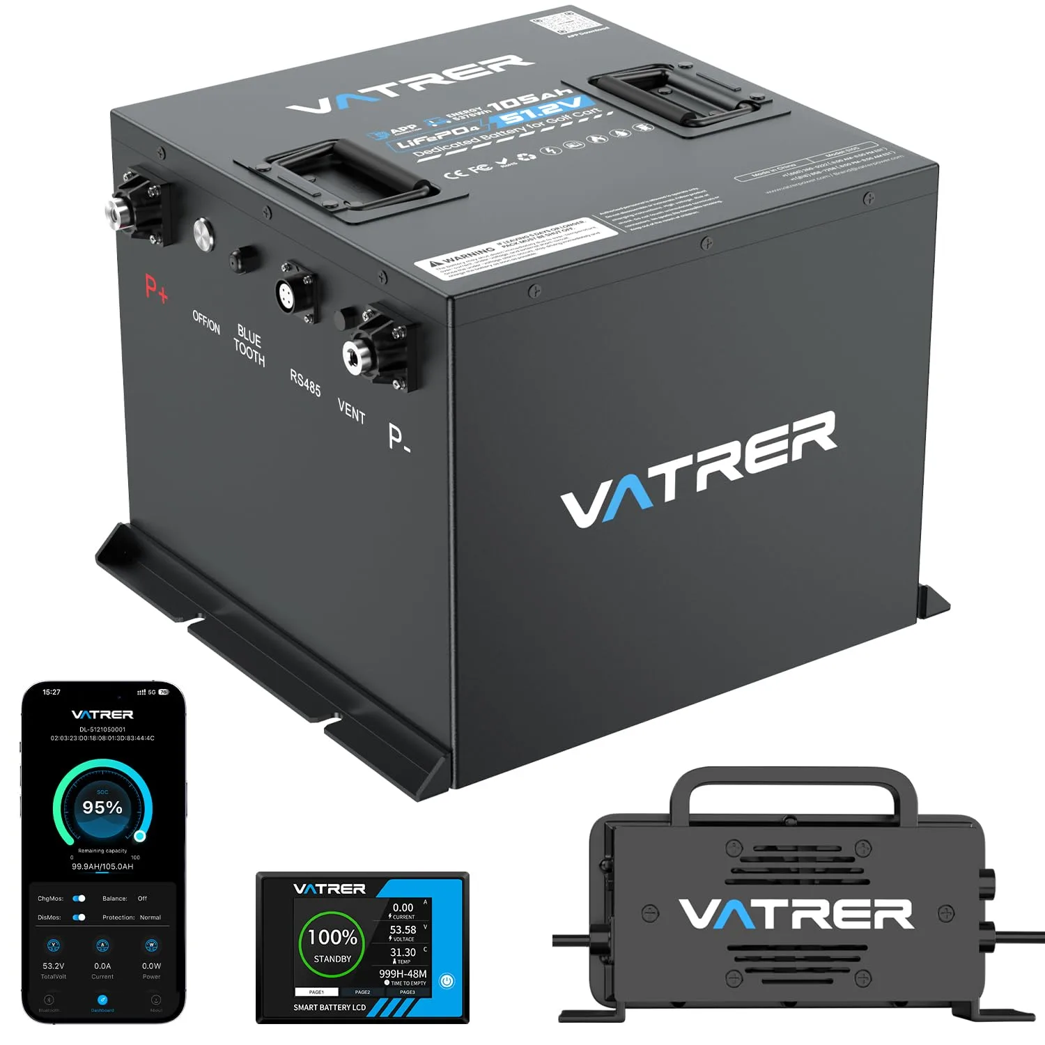 VATRER POWER 51.2V 105Ah Mini Golf Cart Battery