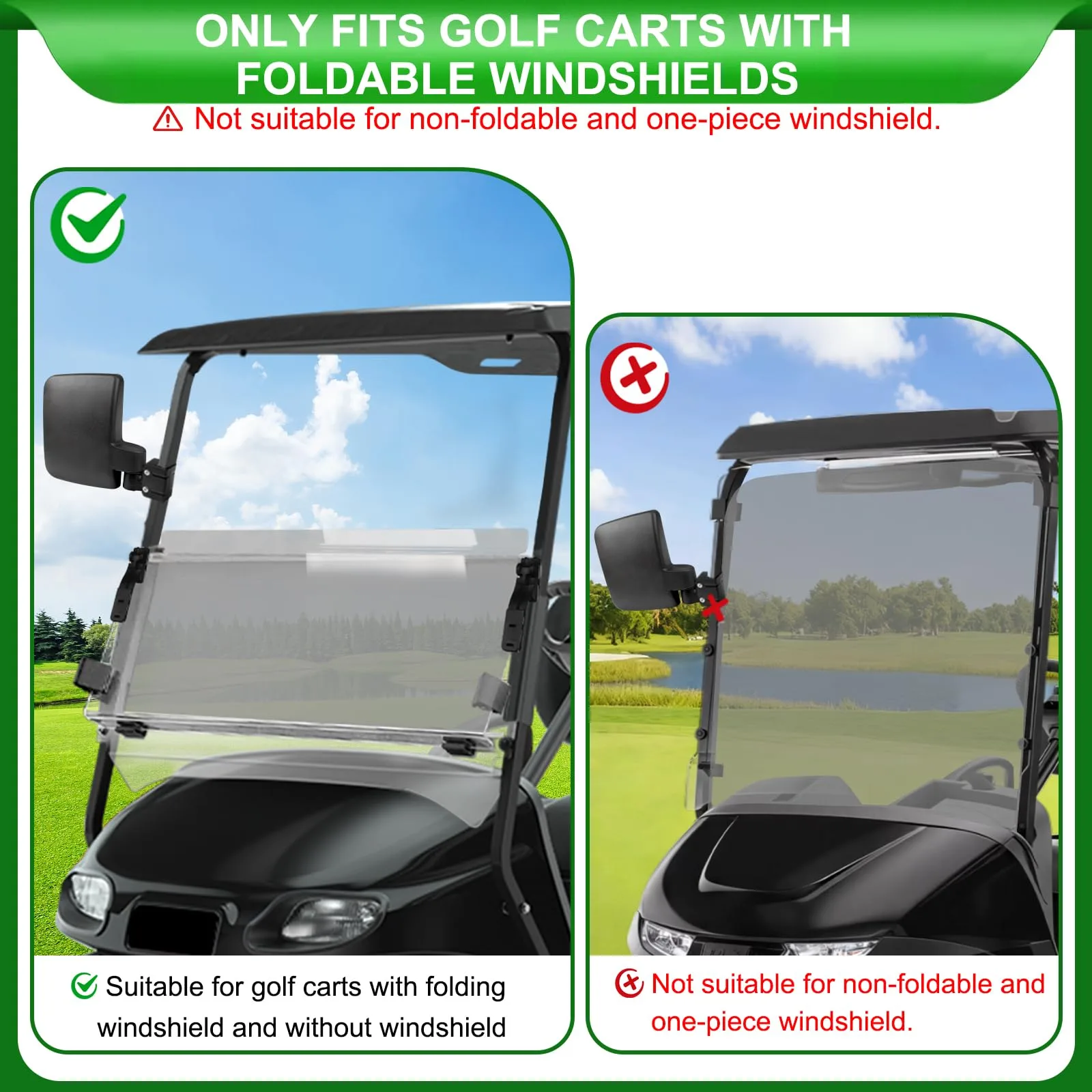 iLSKW Mirror104 Golf Cart Side Mirrors for Square Struts image 2