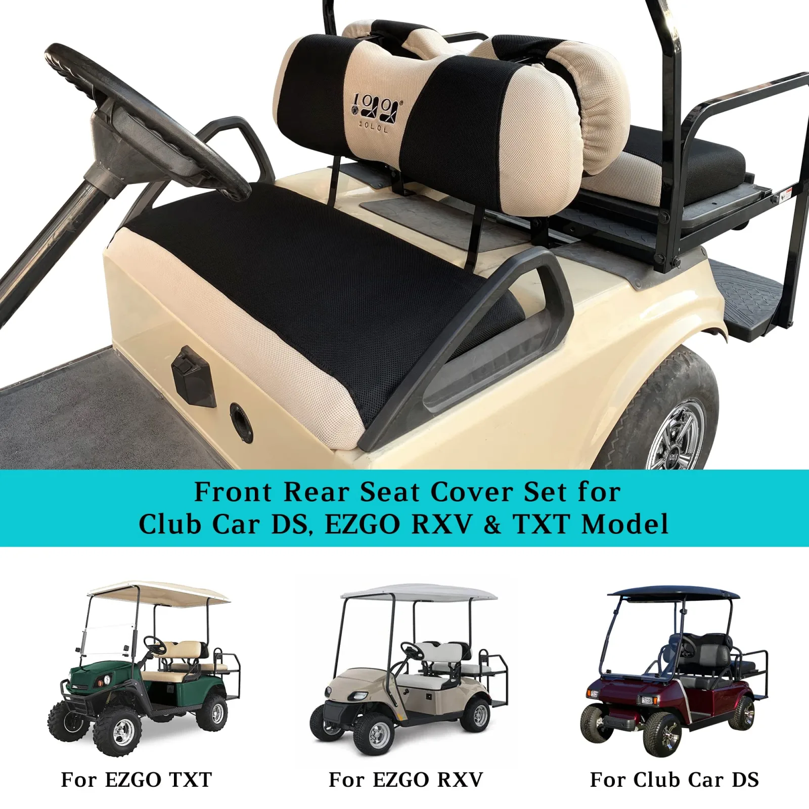 10L0L Golf Cart Seat Covers for Club Car DS and E-Z-GO RXV/TXT image 3