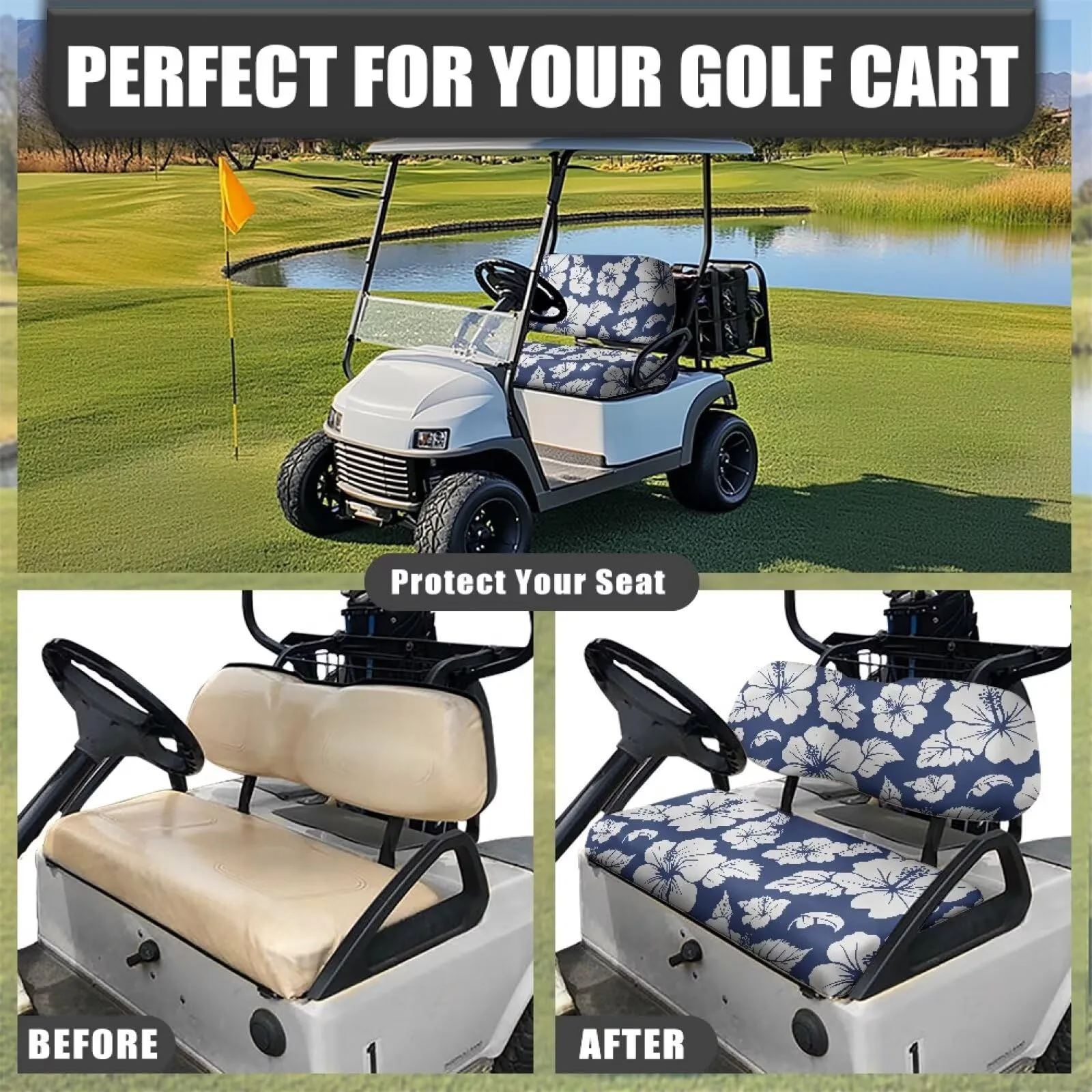 Quidrwyo Hibiscus Golf Cart Seat Cover Set for Club Car image 4