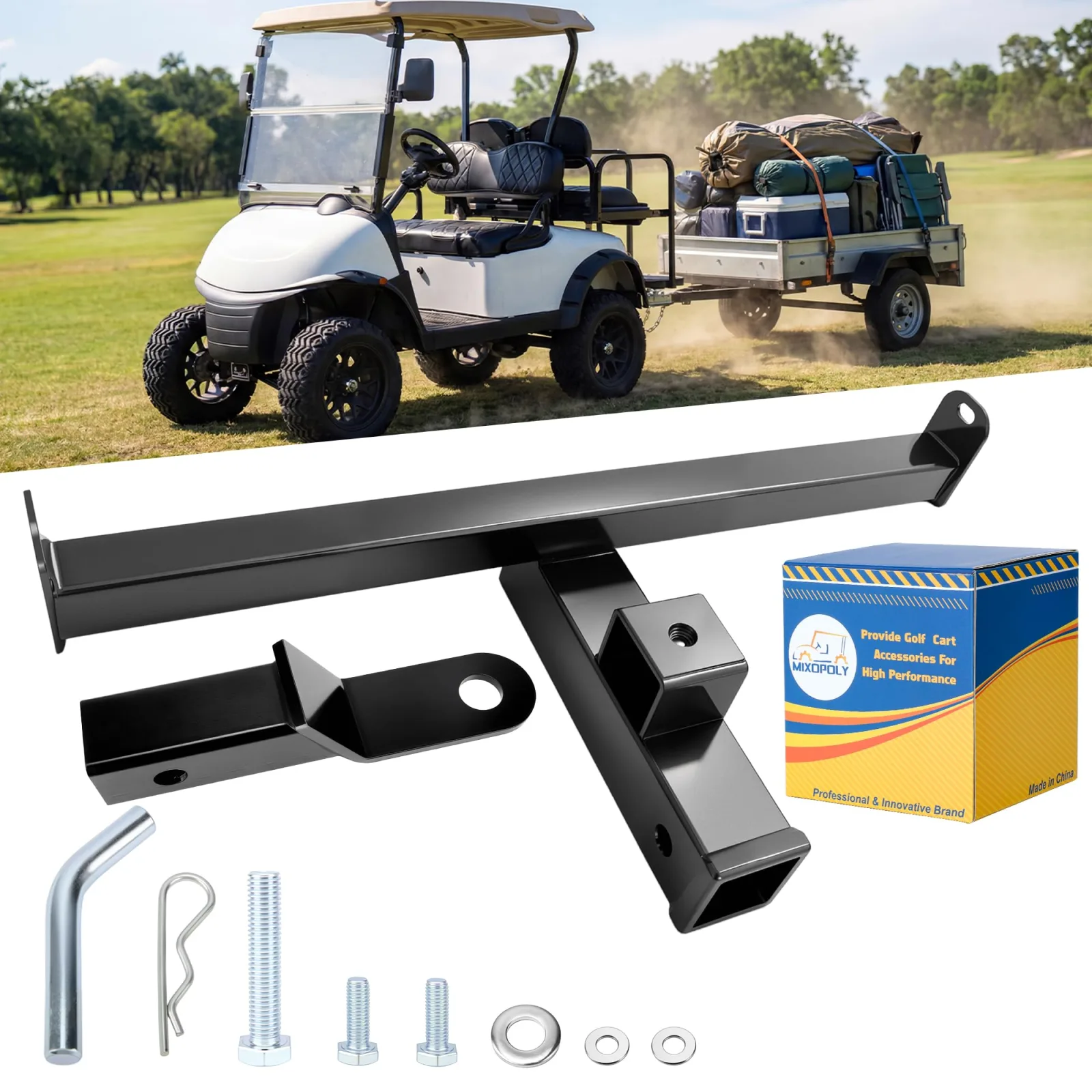 Mixopoly Rear Trailer Hitch for EZGO RXV Golf Cart