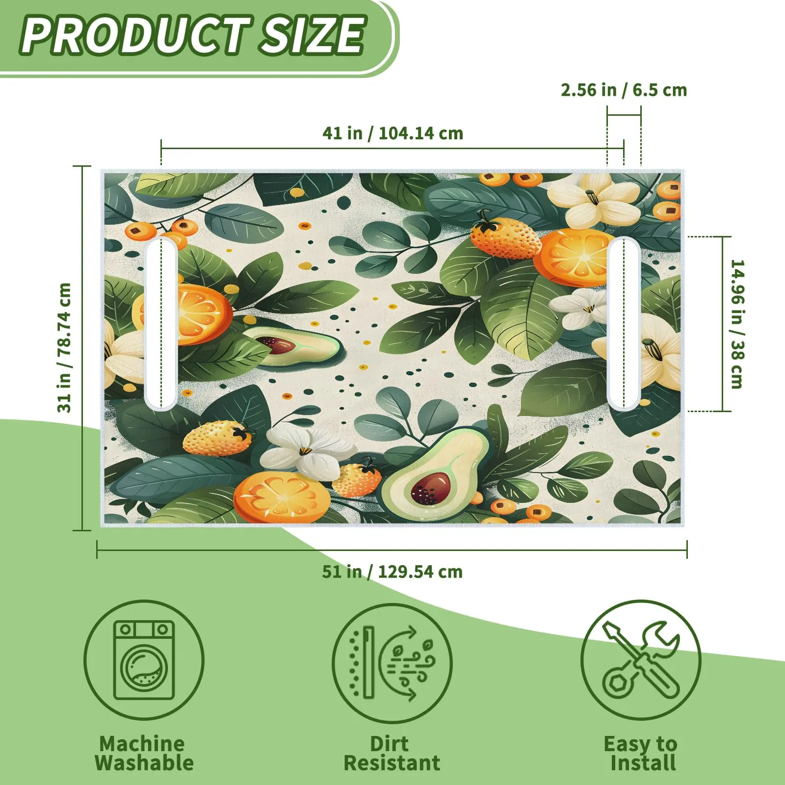 Tiveruda Avocado Leaves Golf Cart Seat Cover, 51 x 31 in image 2