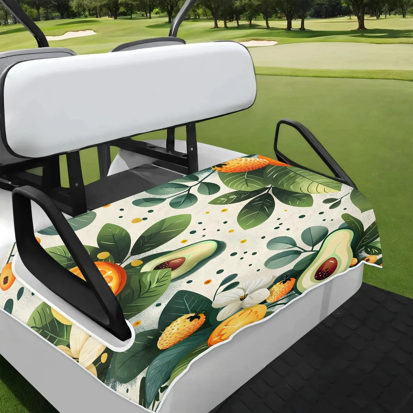 Tiveruda Avocado Leaves Golf Cart Seat Cover, 51 x 31 in