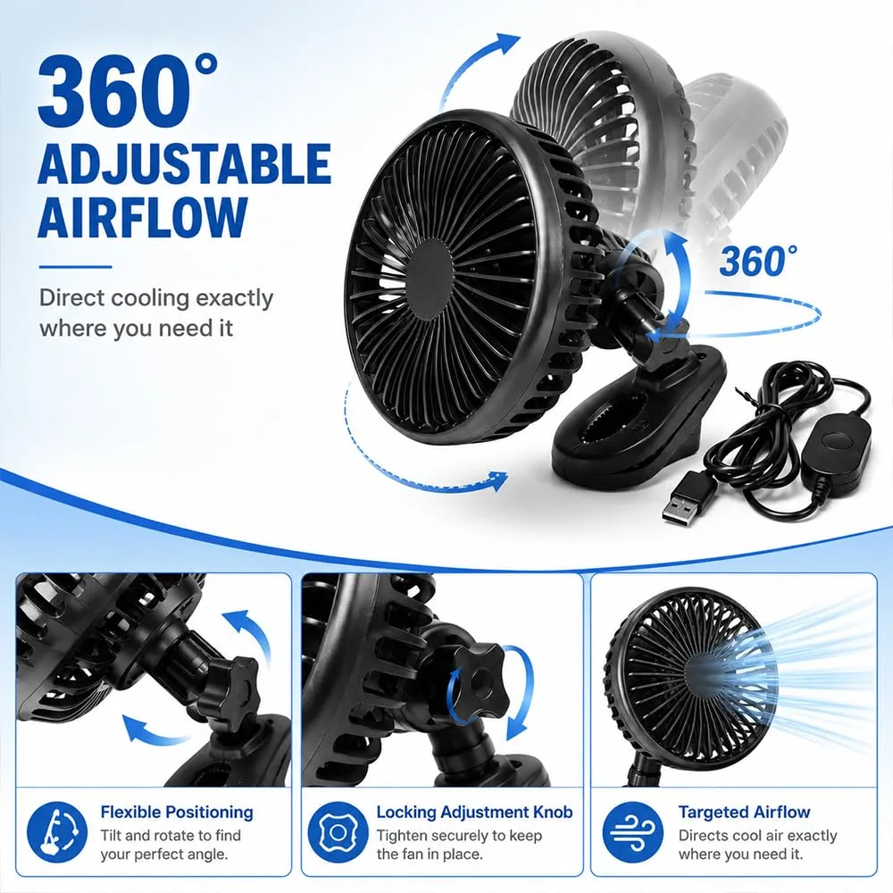 MPJRXDL USB Golf Cart Fan for Vitacci E Bolt 4 Passenger image 4