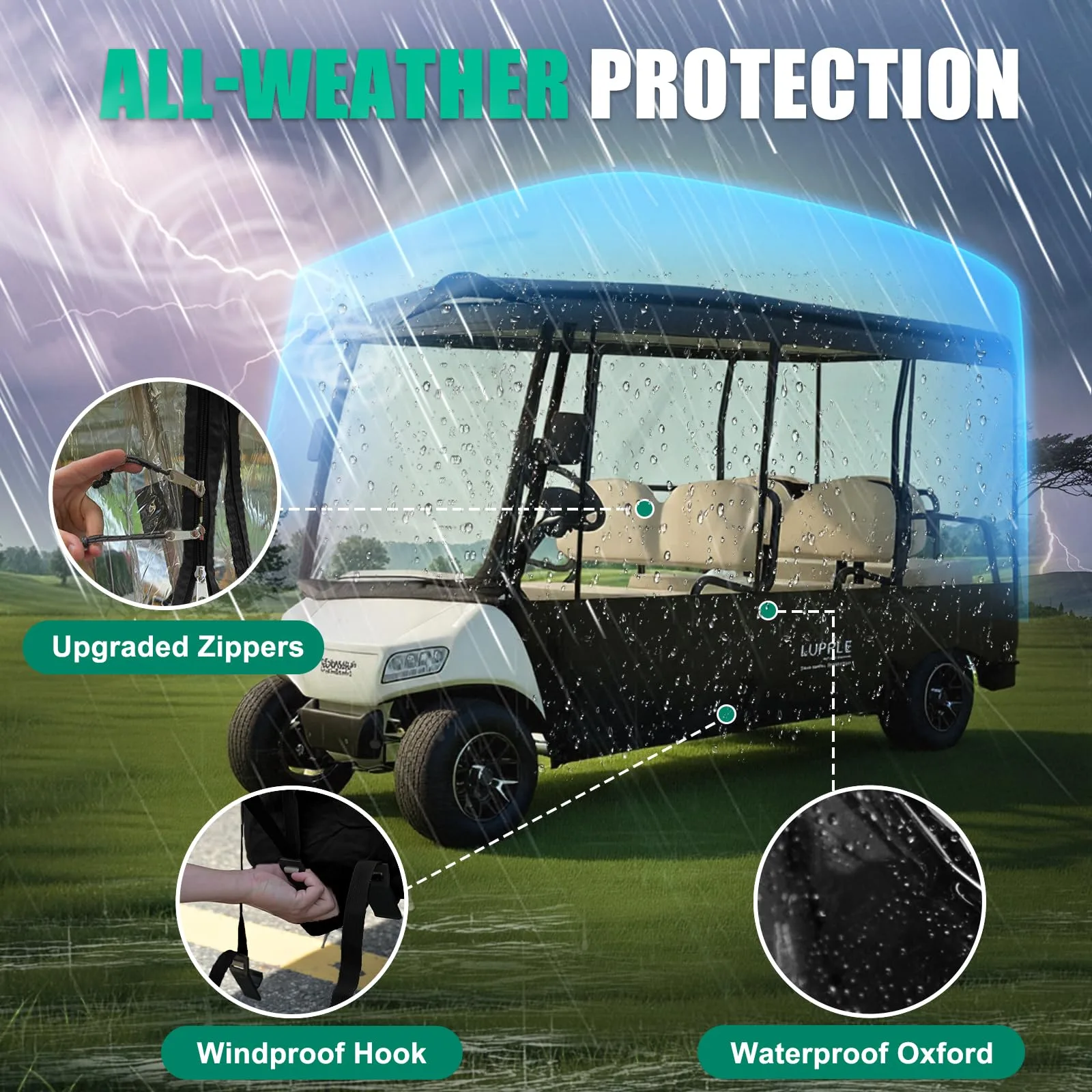 LUPPLE 6-Seater Golf Cart Enclosure Rain Cover image 3