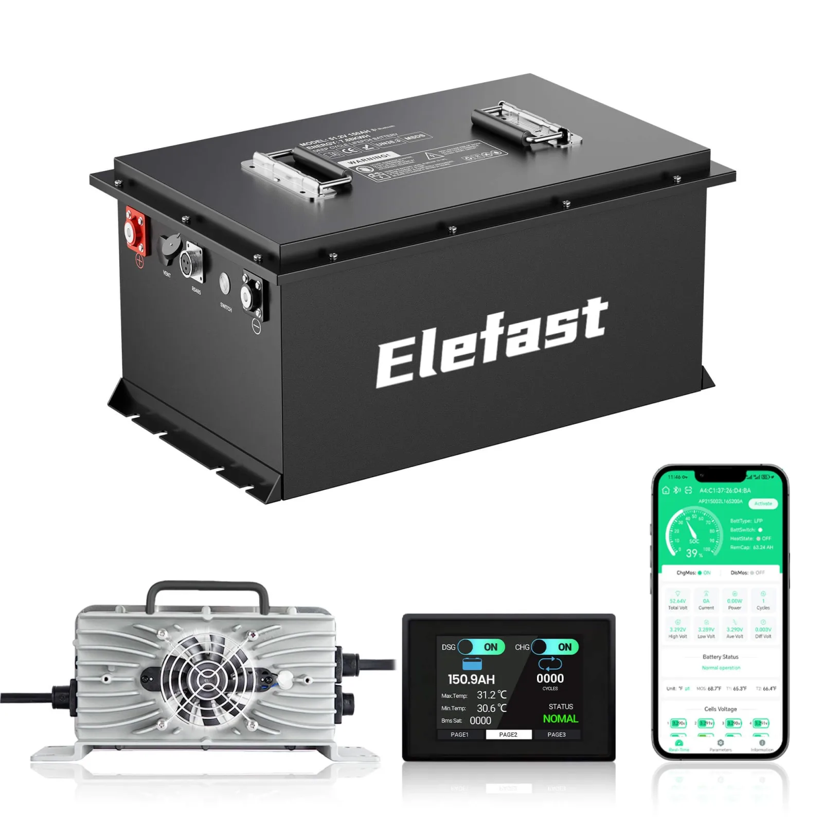 Elefast 48V 150Ah Lithium Golf Cart Battery Kit