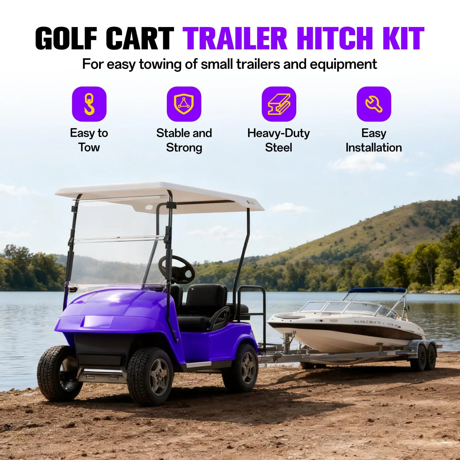 OMEIPMEO Golf Cart Trailer Hitch Kit with 2-Inch Receiver image 2