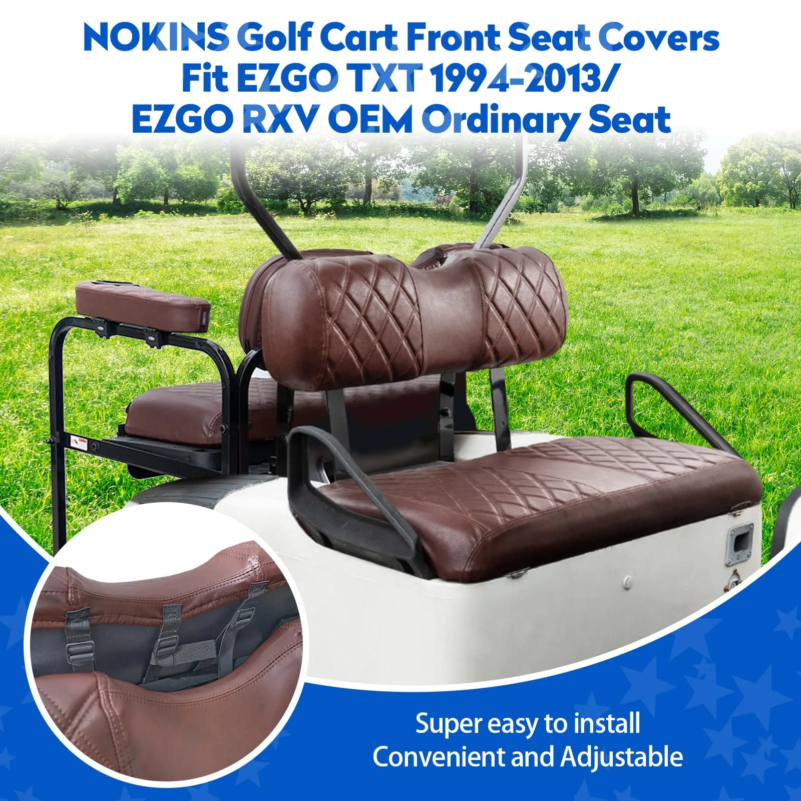 NOKINS E-Z-GO TXT/RXV Seat Covers with Armrests image 2