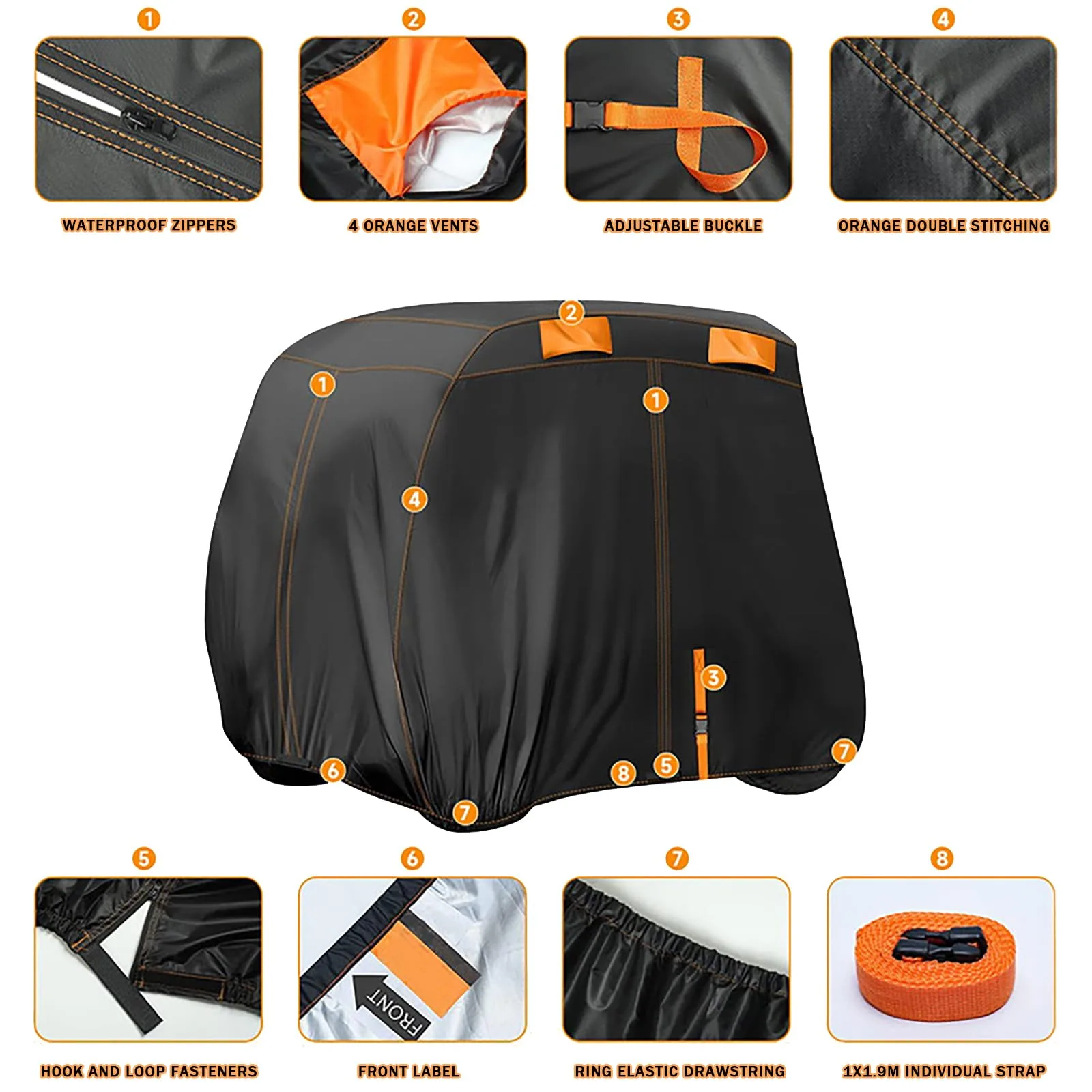 MWKHZIL Cover for HDK Premium 6-Passenger Golf Cart image 4