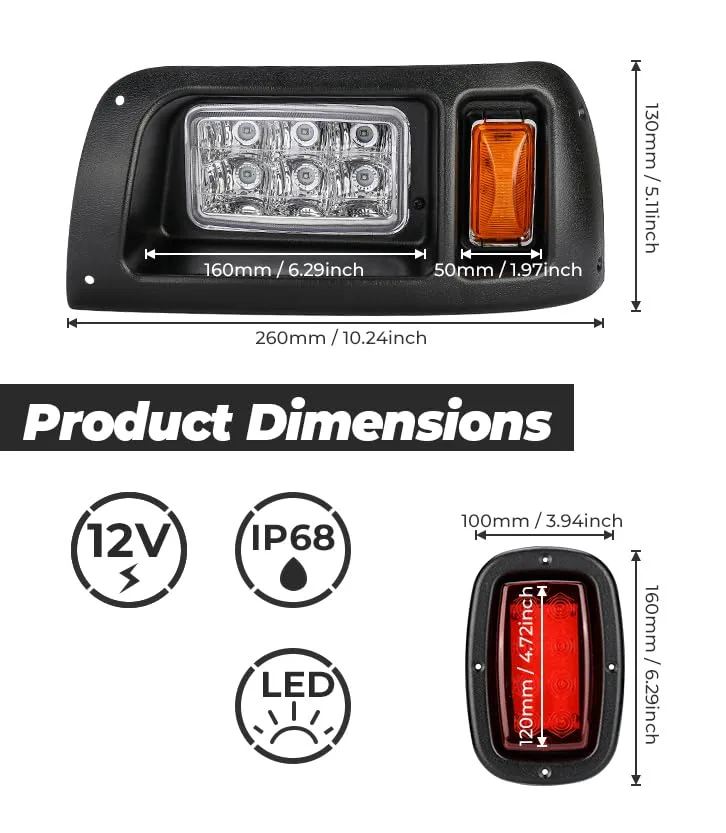 KEMIMOTO LED Light Kit for Club Car DS 1993-2023 image 4