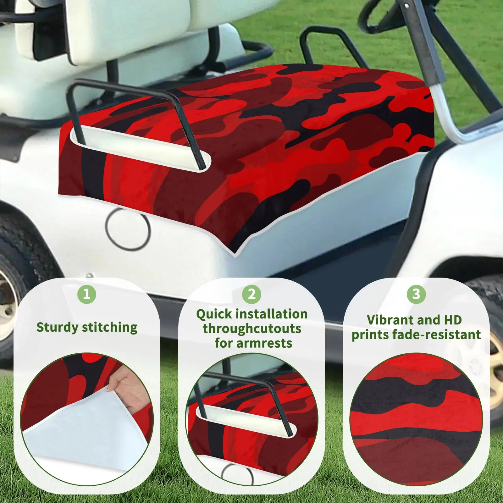 Tiveruda Golf Cart Seat Cover for Double Seats image 3