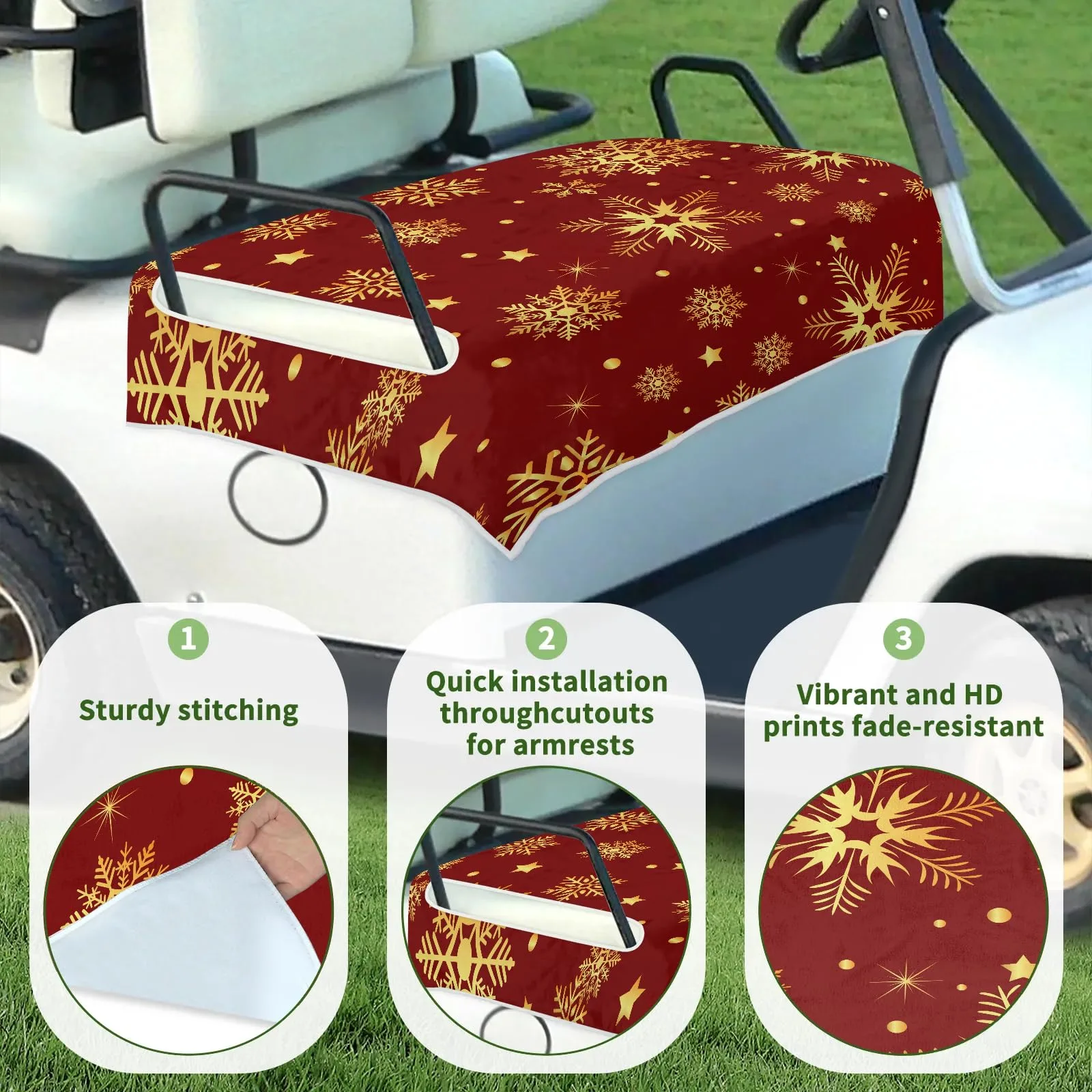 Tiveruda Red Snowflake Golf Cart Seat Cover Blanket image 3