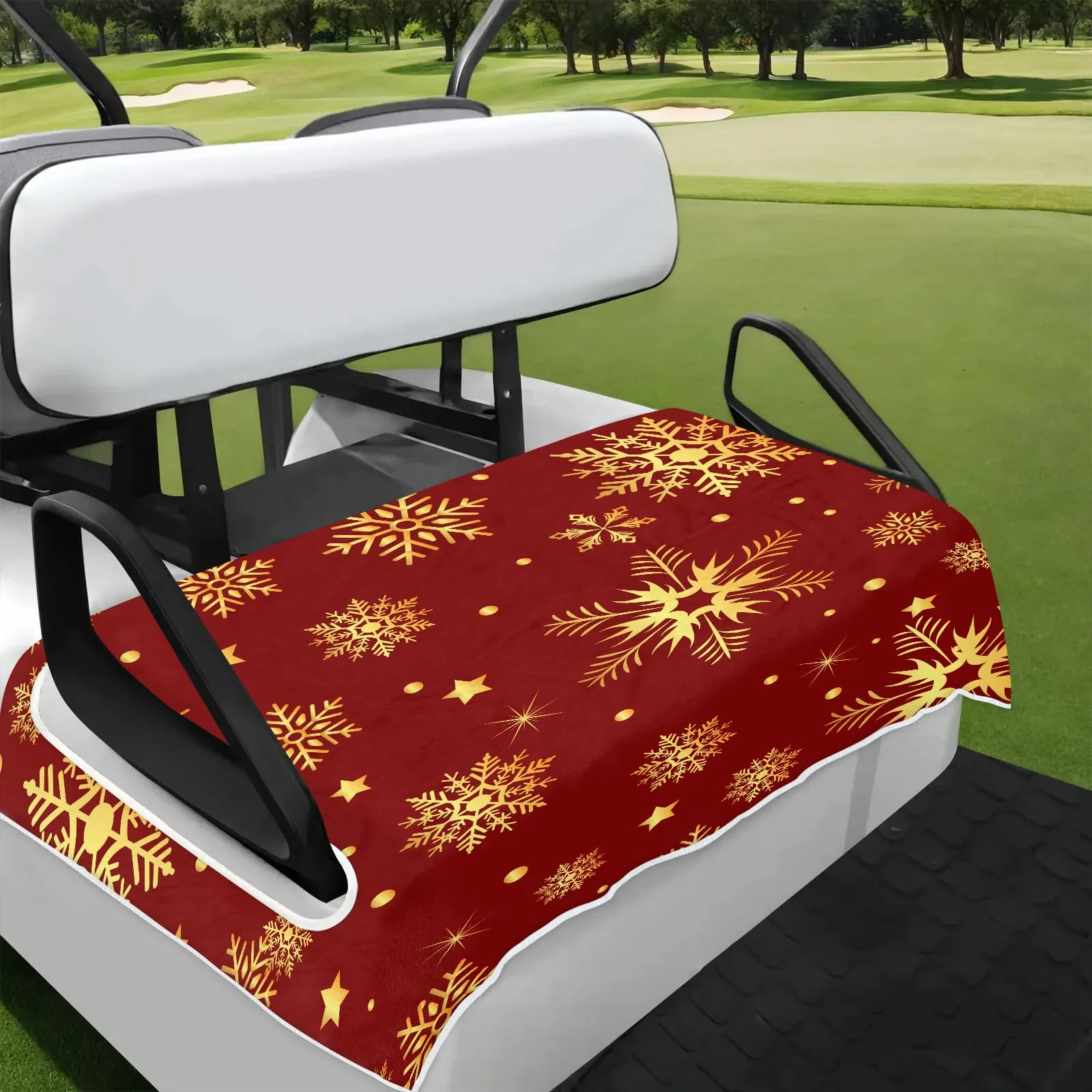 Tiveruda Red Snowflake Golf Cart Seat Cover Blanket