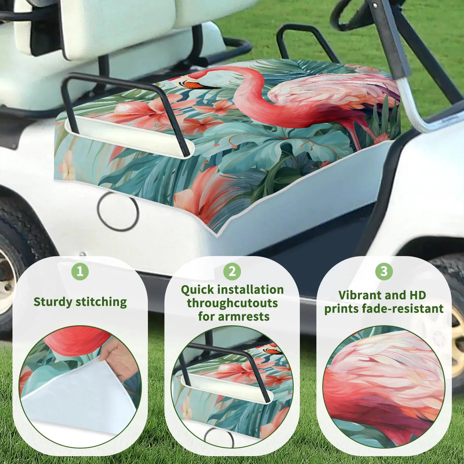 Tiveruda Tropical Flamingo Golf Cart Seat Cover image 3