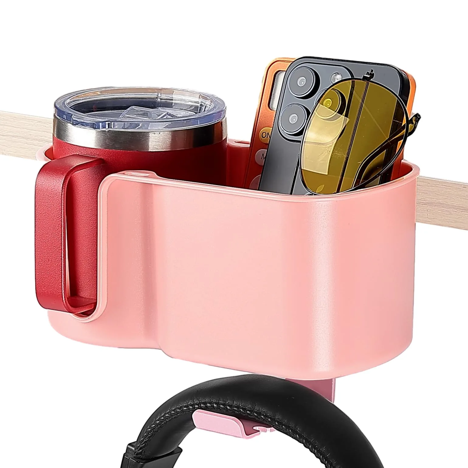 KEMIMOTO 3-in-1 Desk Cup Holder with Headphone Hanger