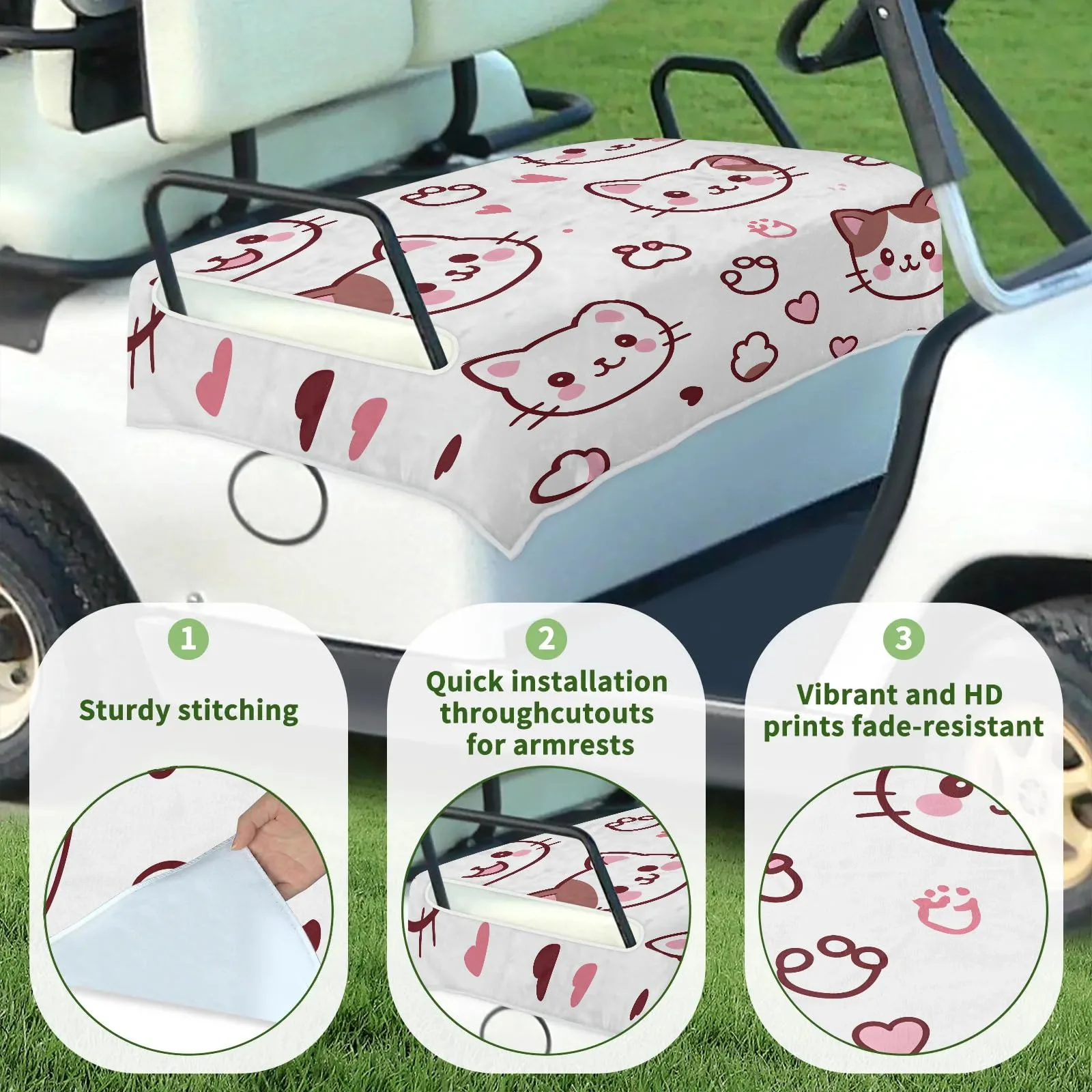 Tiveruda Golf Cart Seat Cover for Double Seats 51 x 31 in image 3
