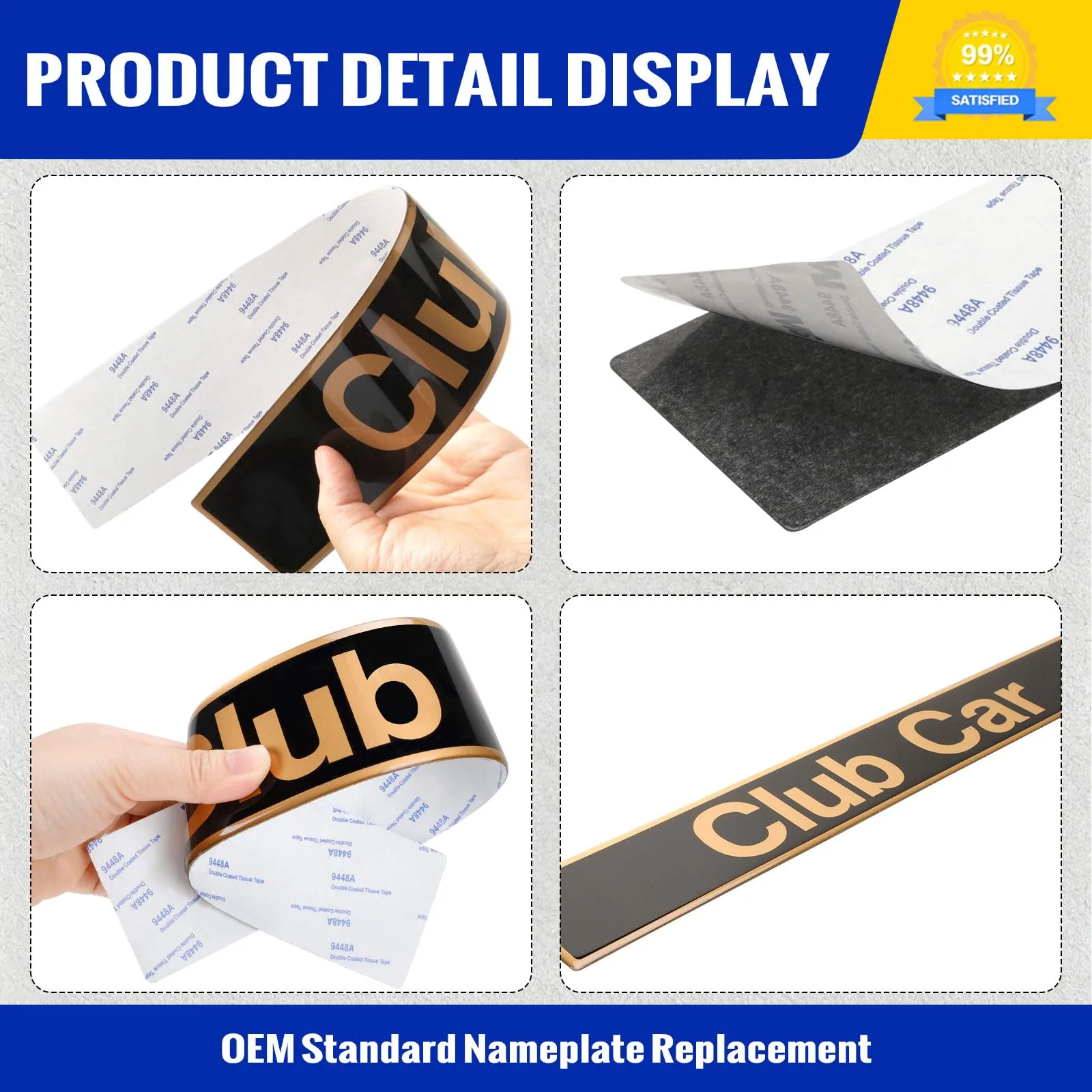 Roykaw Black & Gold Name Plate for Club Car DS Carryall image 3