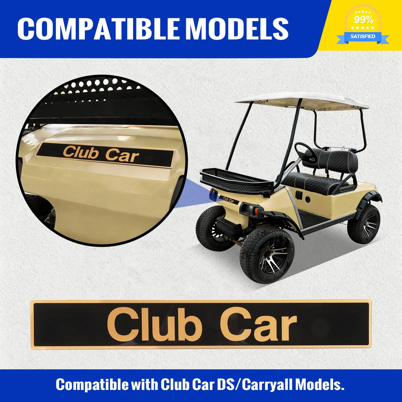 Roykaw Black & Gold Name Plate for Club Car DS Carryall image 4