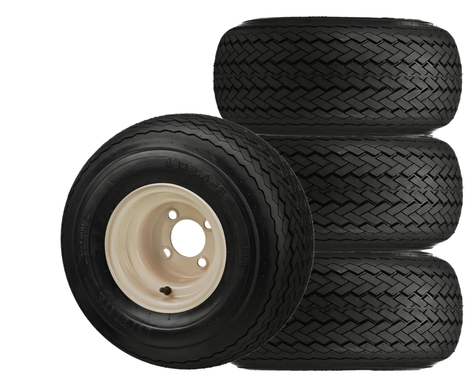 RM Cart Club Car 8-Inch Beige Wheel and Tire Set
