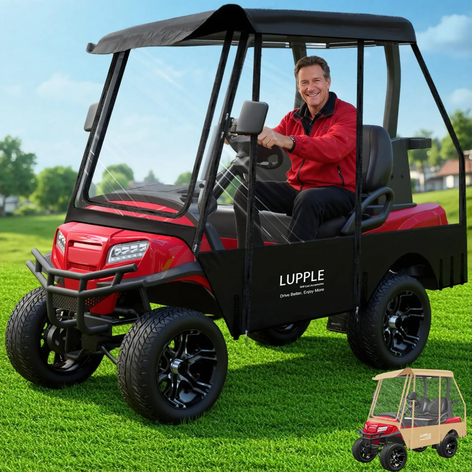 LUPPLE 2-Passenger Golf Cart Enclosure for 57–61 in Roofs