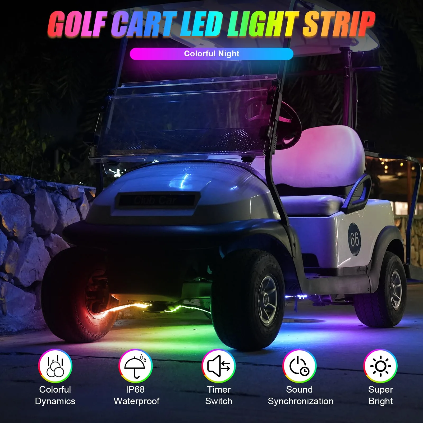 OMEIPMEO Golf Cart RGB LED Underglow Light Kit image 2