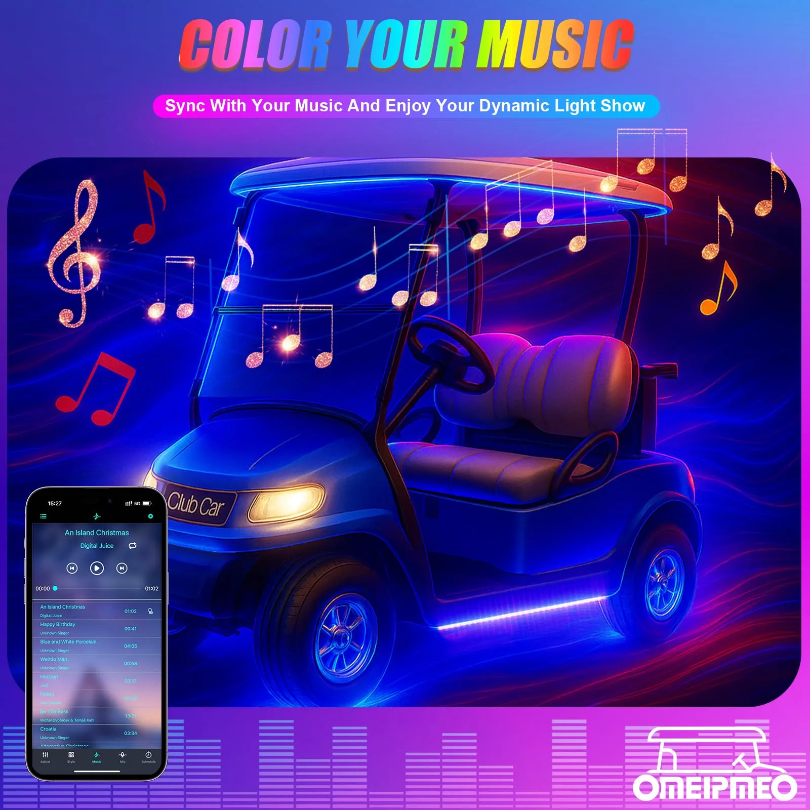 OMEIPMEO Golf Cart RGB LED Underglow Light Kit image 3