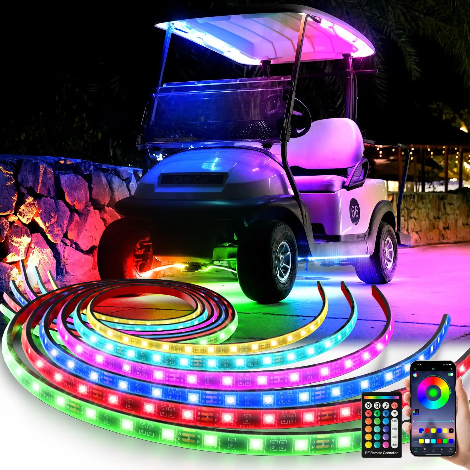 OMEIPMEO Golf Cart RGB LED Underglow Light Kit
