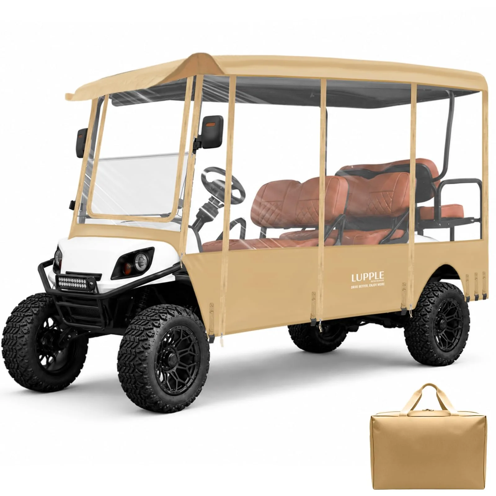 LUPPLE EZGO TXT 6-Passenger Golf Cart Enclosure Khaki
