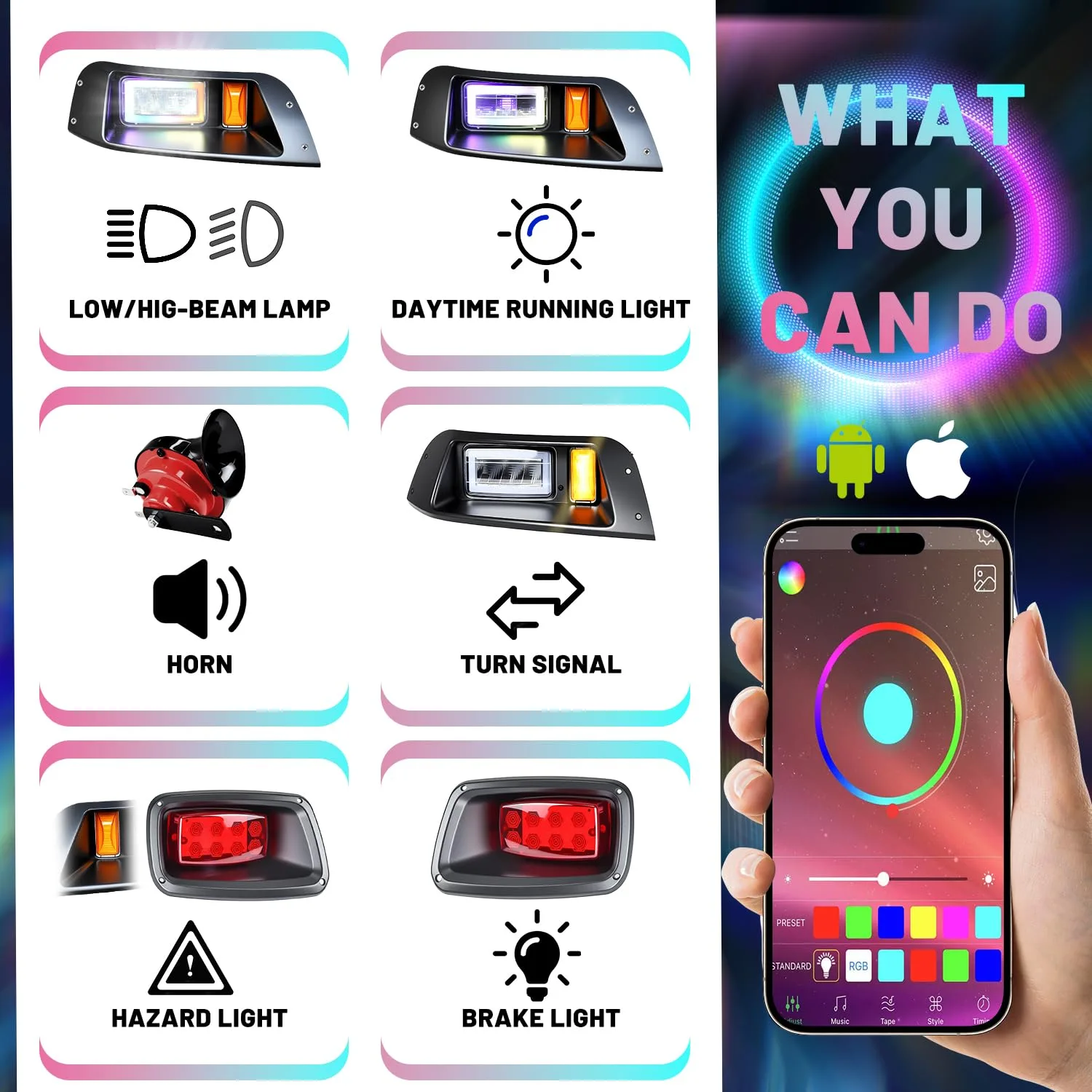 HHLZM RGB LED Light Kit for EZGO TXT 1996-2013 image 2