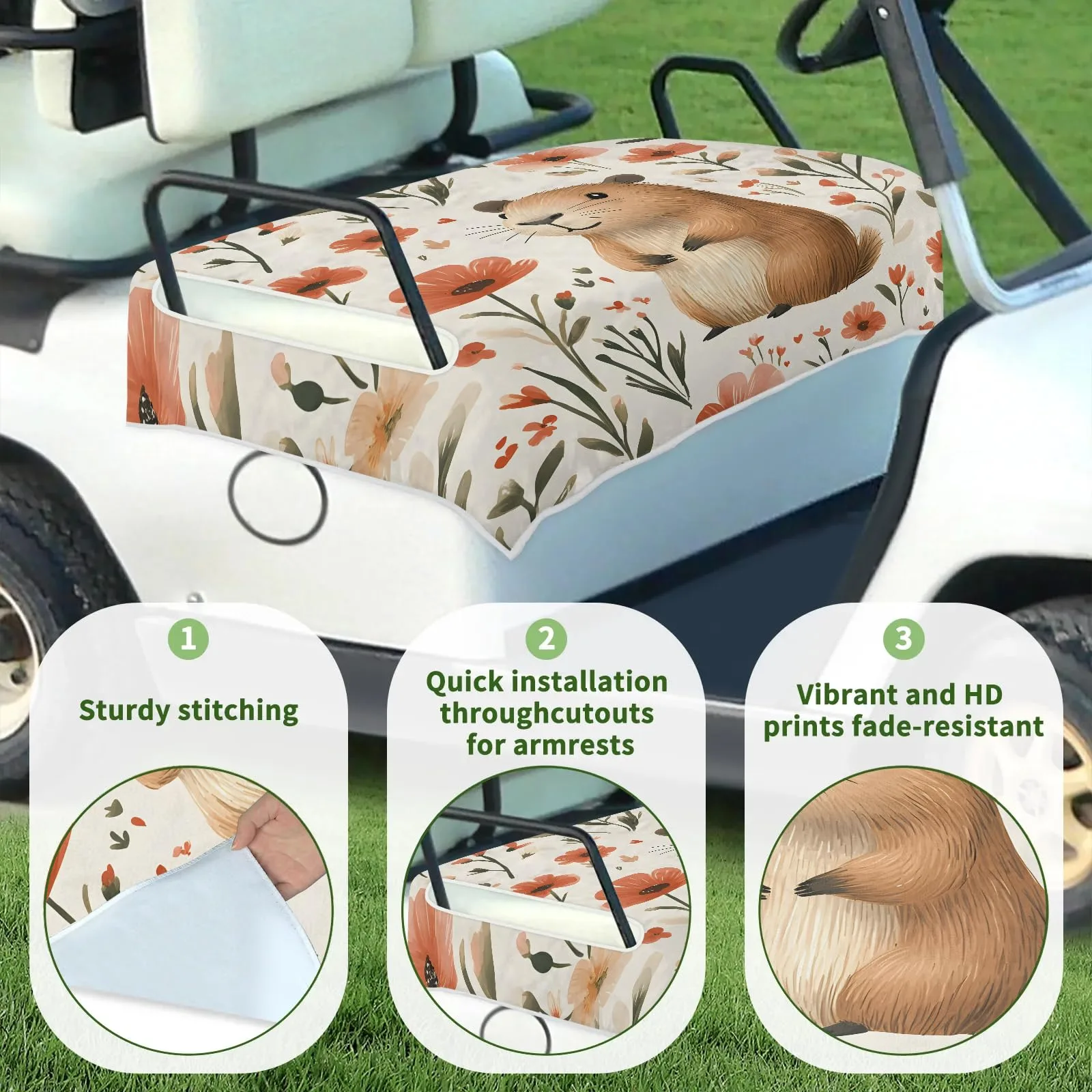Tiveruda Golf Cart Seat Cover for Double Seats, 51 x 31 in. image 3