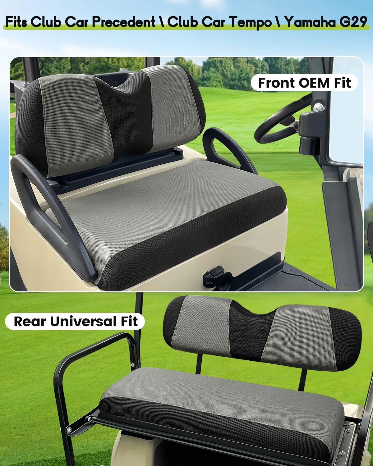WEIMELL Front & Rear Golf Cart Seat Covers for Club Car Precedent & Yamaha G29 Drive2 image 3