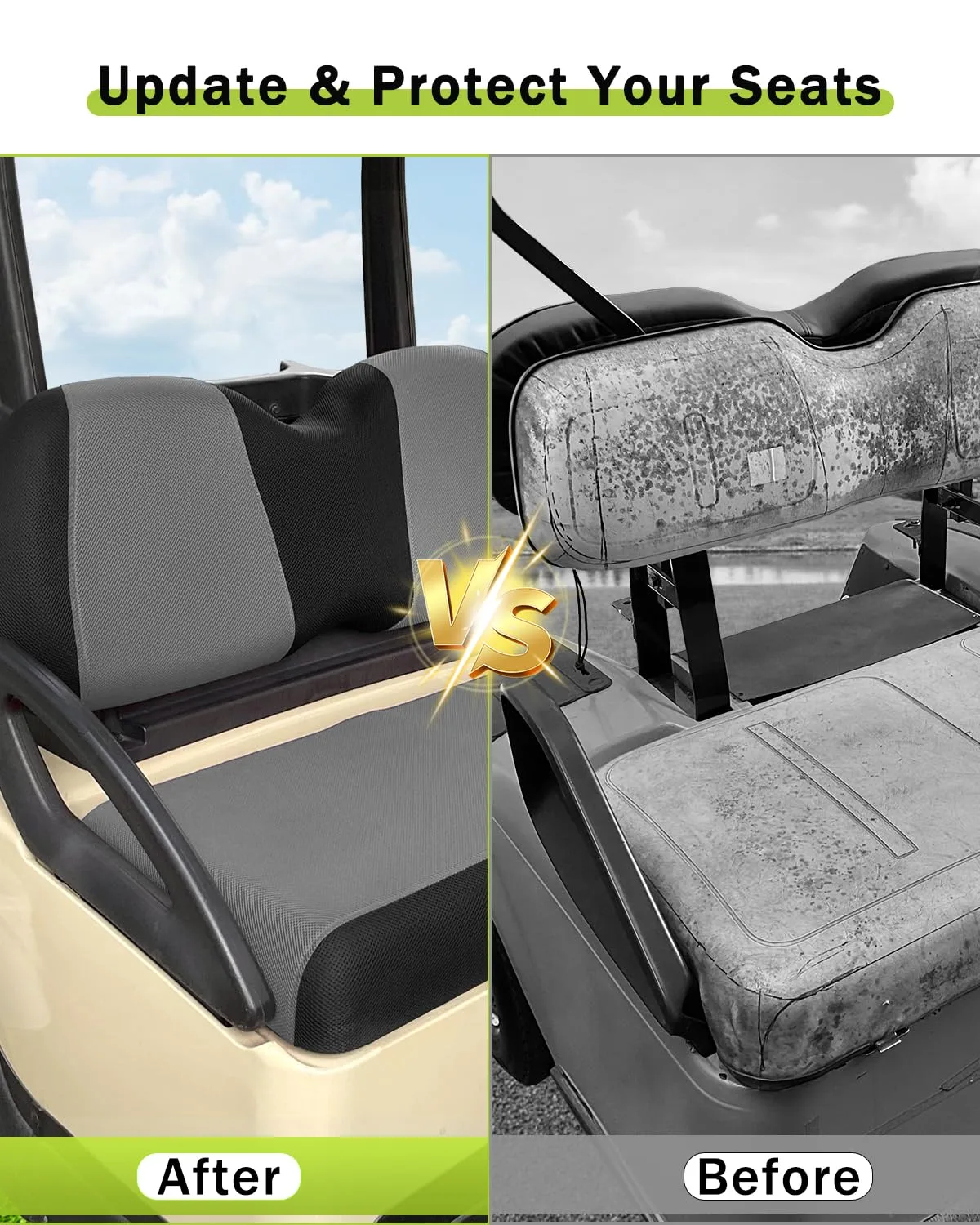 WEIMELL Front & Rear Golf Cart Seat Covers for Club Car Precedent & Yamaha G29 Drive2 image 4