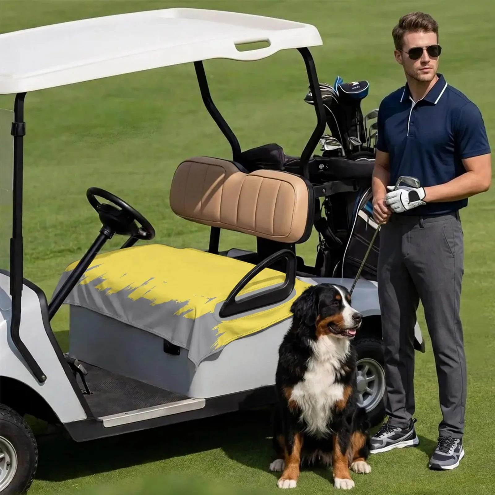 DecorLovee Golf Cart Seat Cover 51 x 31 Inch Yellow Gray image 3