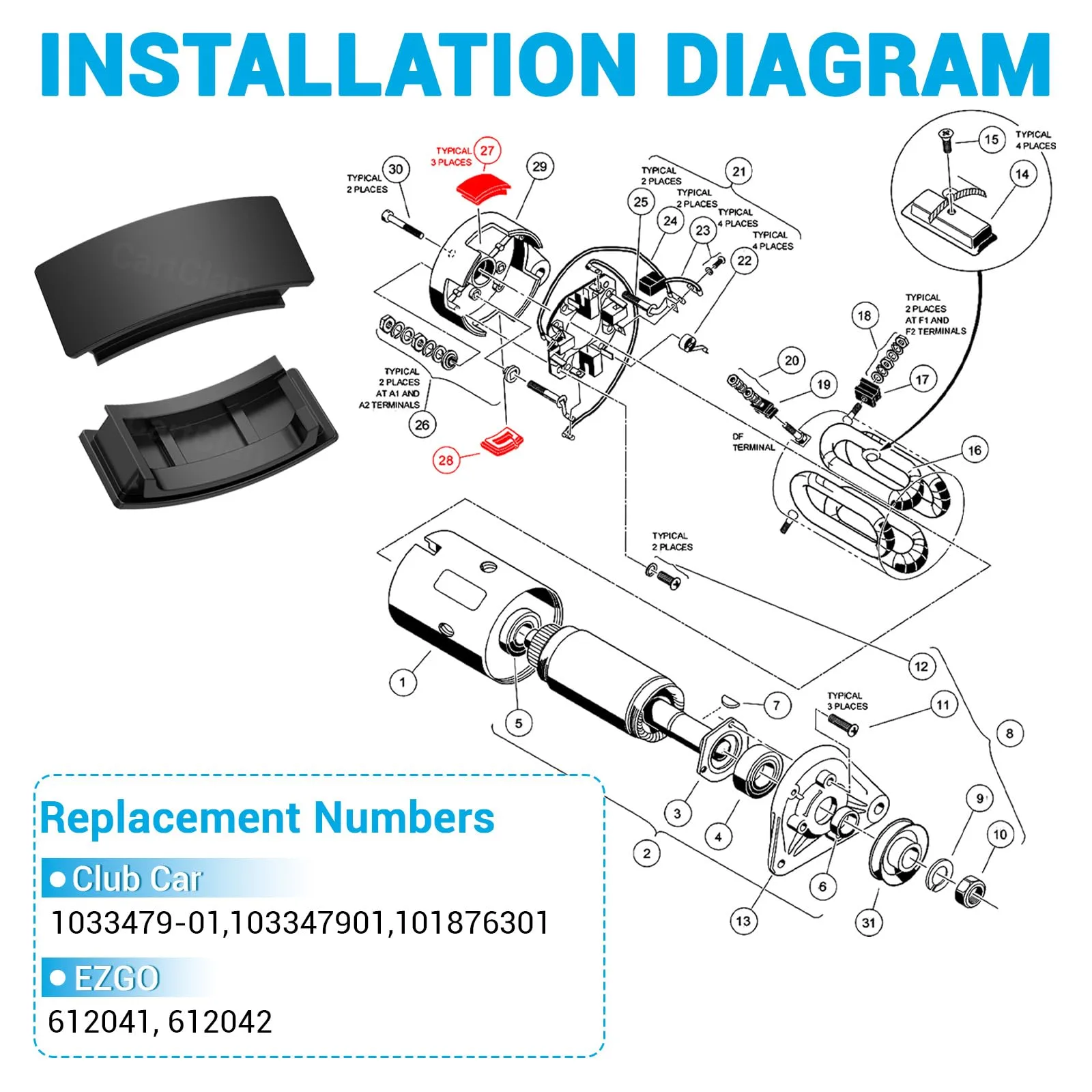 CartClan CT-0223 Golf Cart Brush Inspection Cover Kit image 3