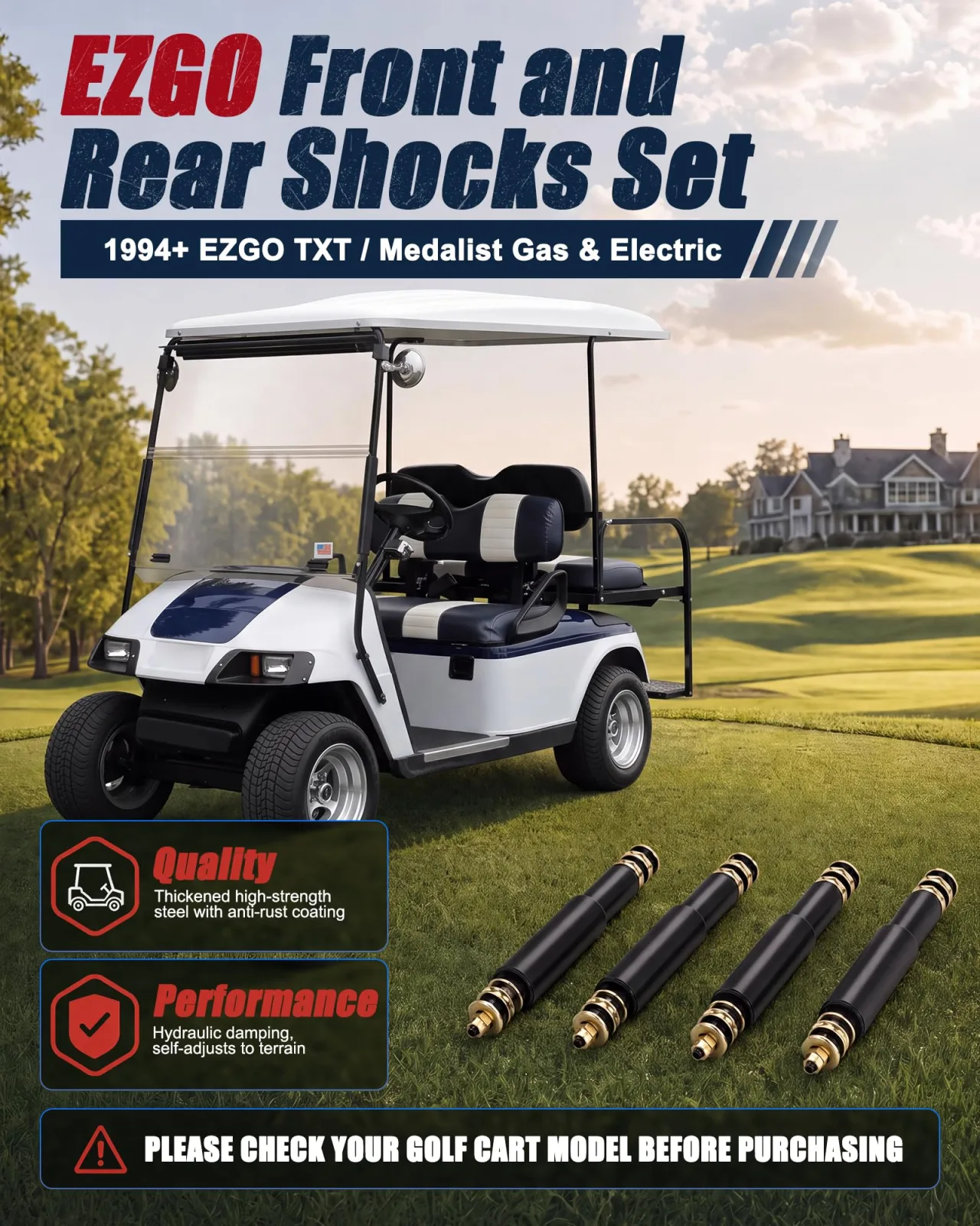 GOTEKPAR E-Z-G-O TXT Shock Absorber Kit 76418-01 image 3