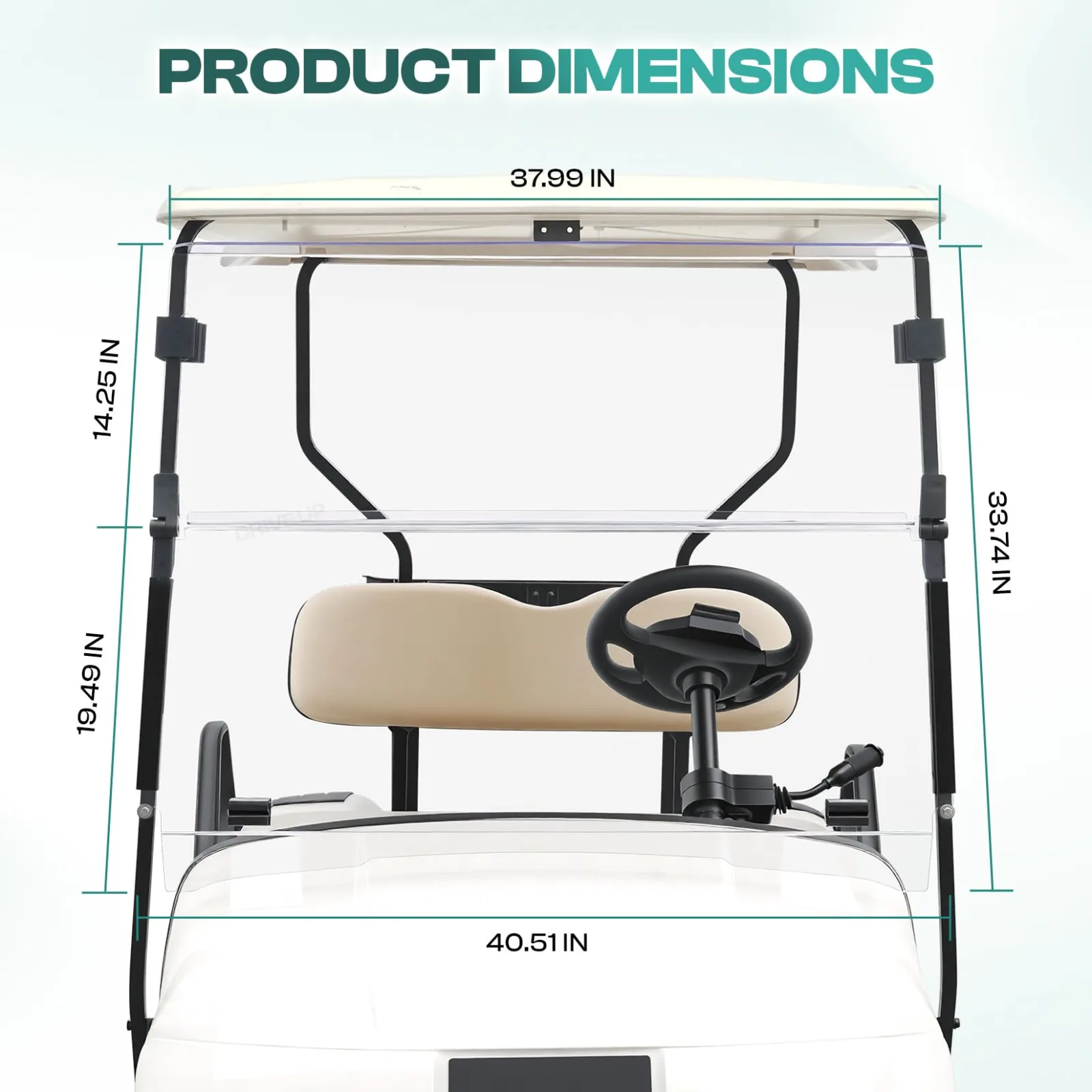 DRIVE UP E-Z-GO Windshield DU00291 — Clear Fold-Down Polycarbonate image 3
