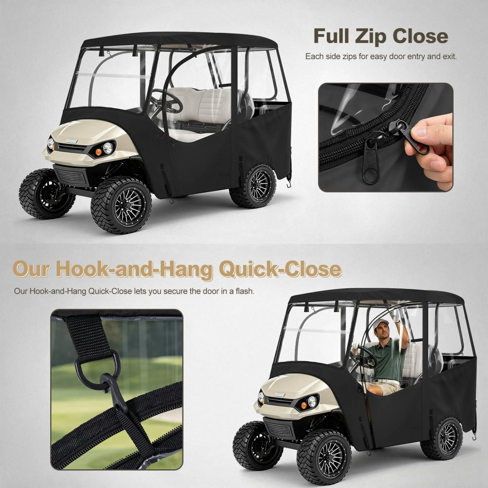 Explore Land 4-Passenger Golf Cart Enclosure, 59-Inch Roof image 3