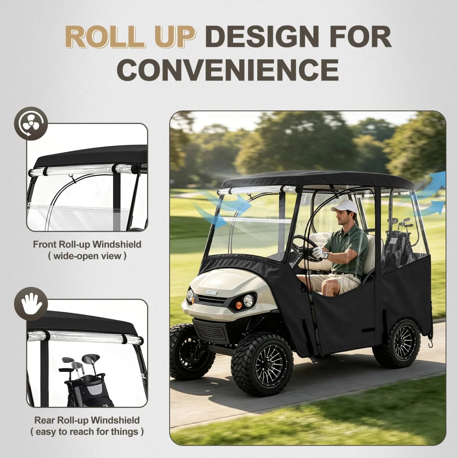Explore Land 4-Passenger Golf Cart Enclosure, 59-Inch Roof image 4