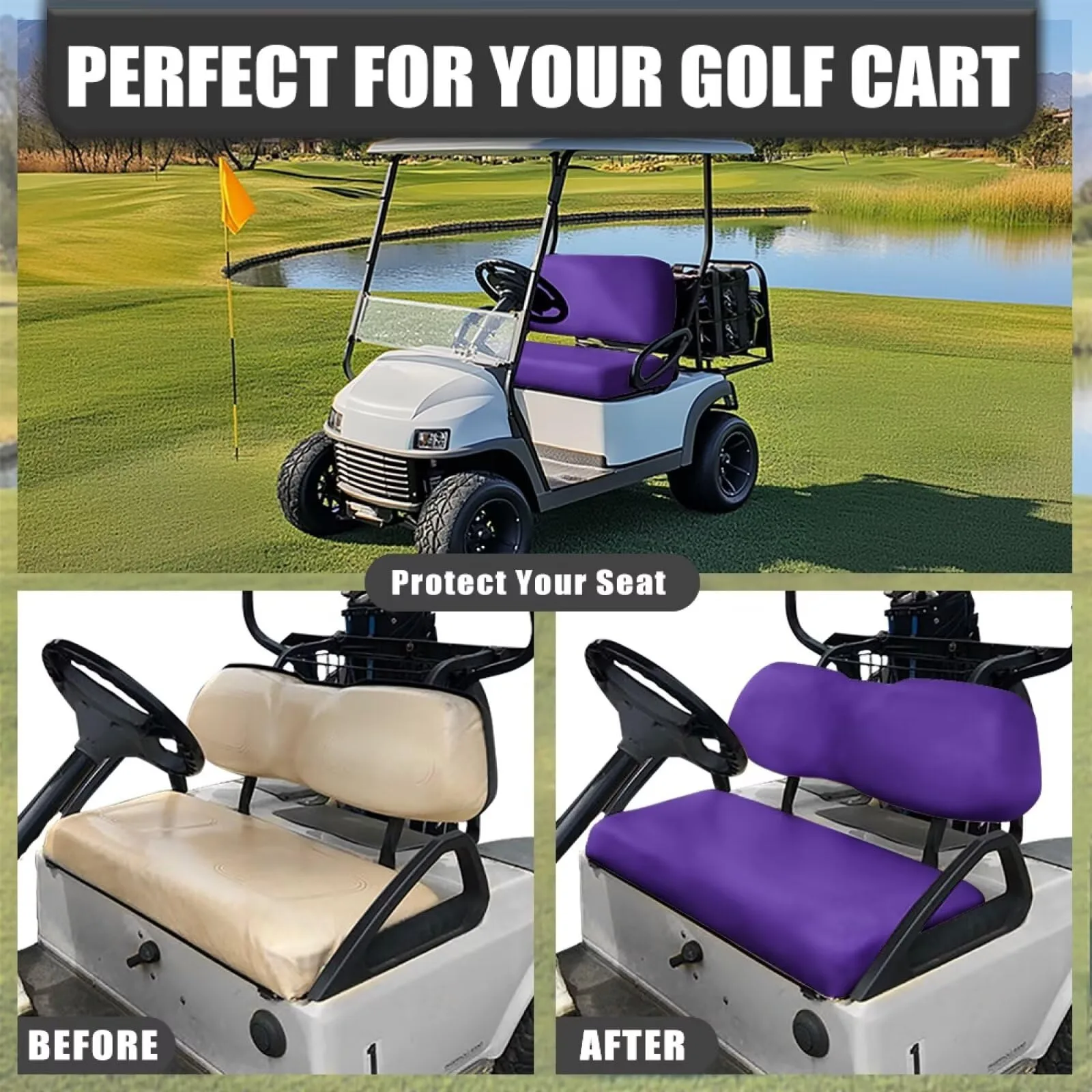 Knextrepoy Dark Purple Golf Cart Seat Cover Set image 4