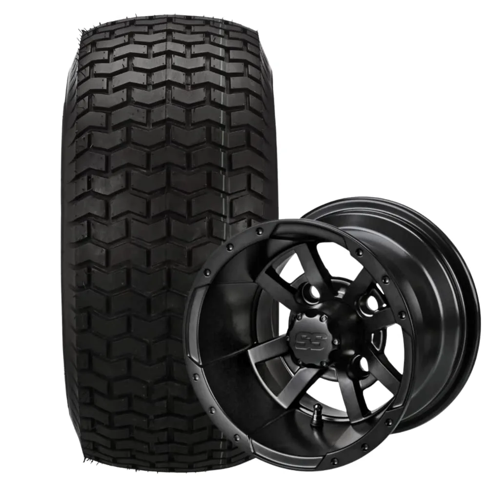 REVENGE 10-Inch Matte Black Golf Cart Wheels and Tires