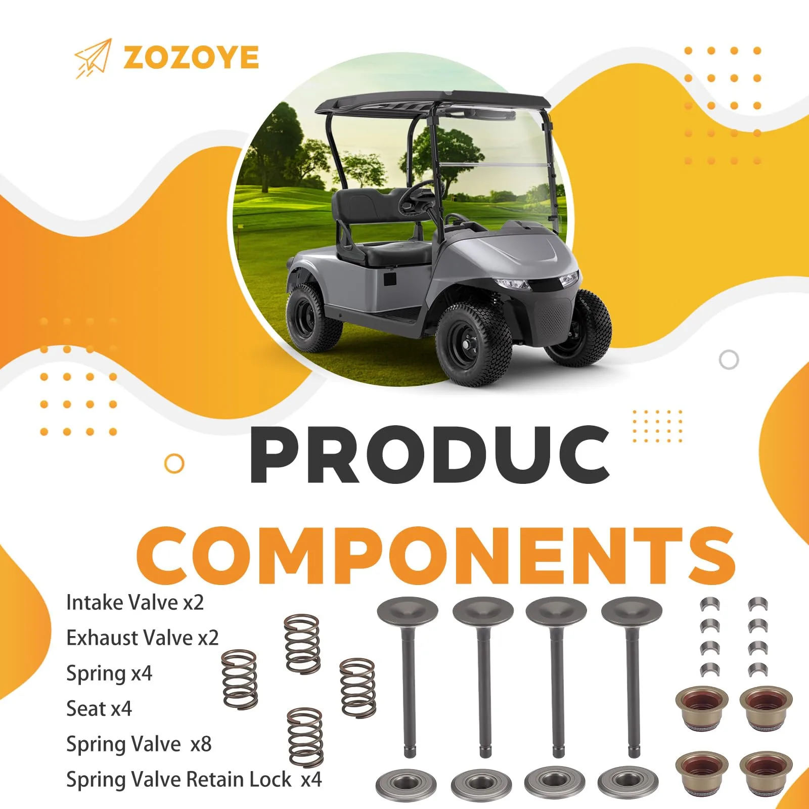 ZOZOYE E-Z-GO Fuji Robin Intake & Exhaust Valve Set image 4